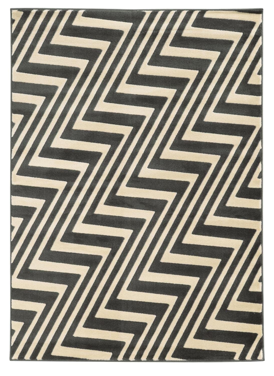 Roma ZigZag Charcoal & Grey 8x10, Rug