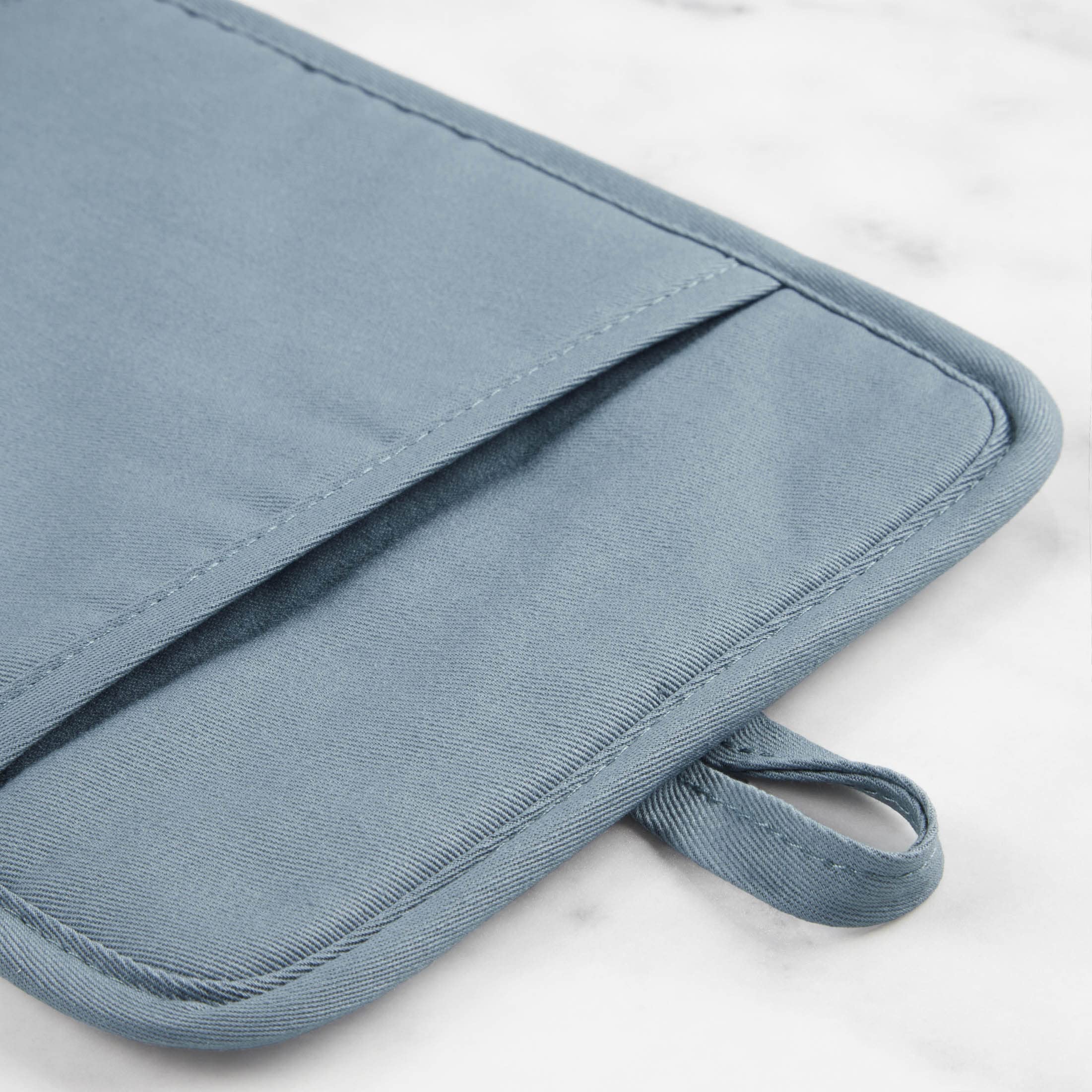 KitchenAid Ribbed Silicone Pot Holder Set, Fog Blue, 7"x9", Cotton, Model 2P013118TDKA 216BL, 2-Pack