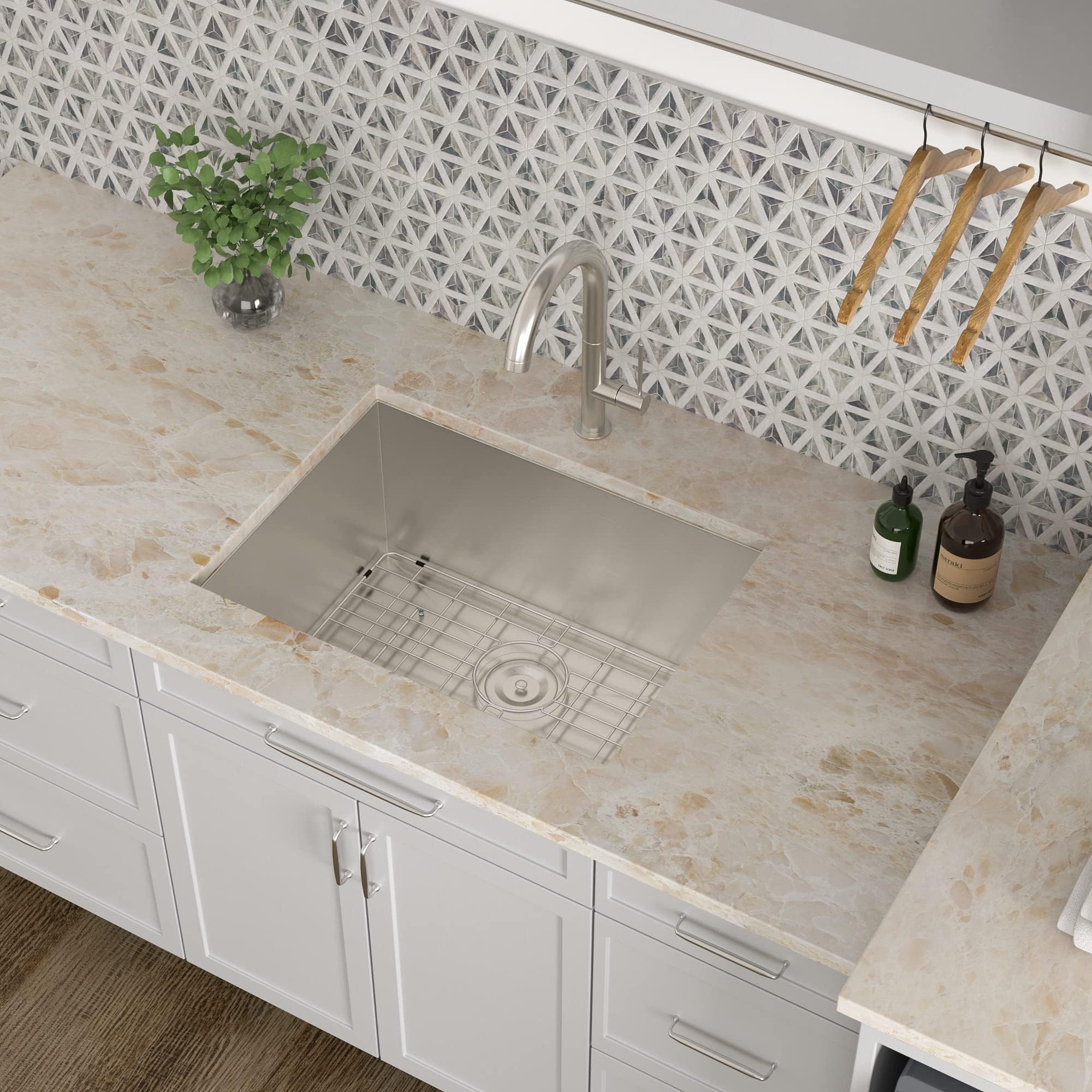Kichae 12 Deep Laundry Sink Undermount - 24 Inch Laundry Sink Undermount Utility Sink Stainless Steel Single Bowl Under Counter
