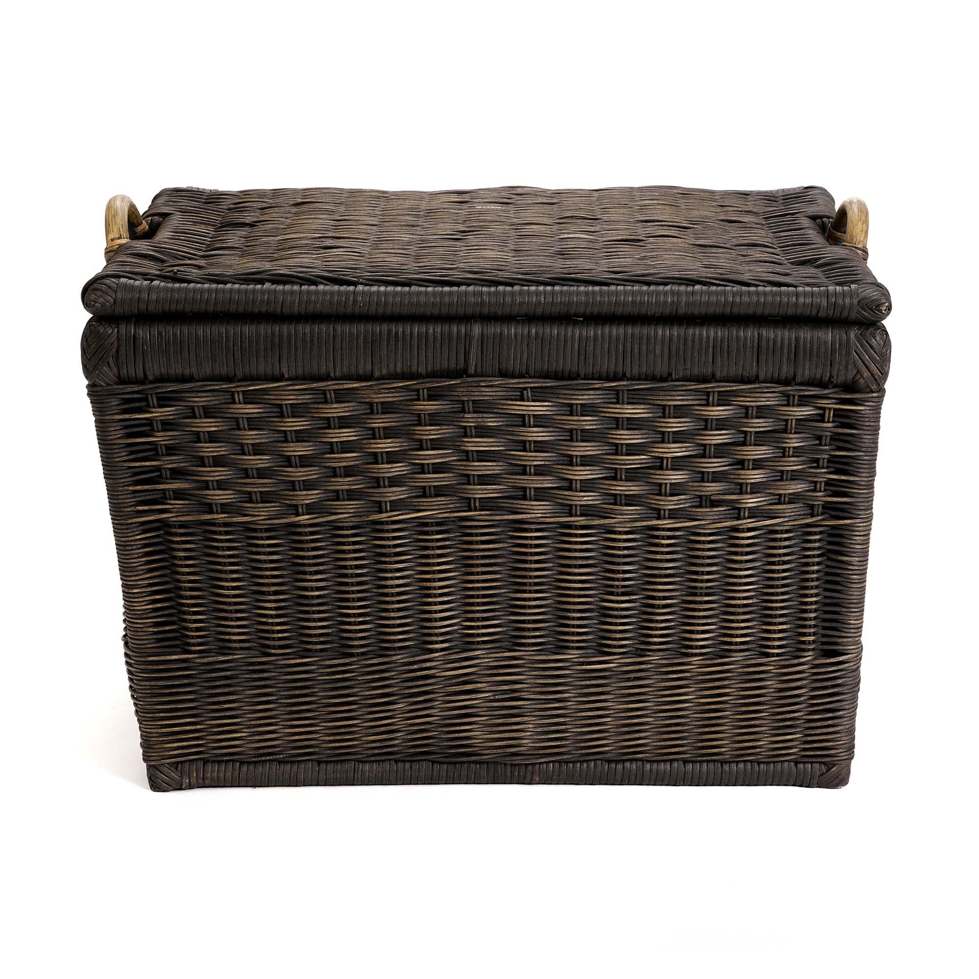 The Basket Lady Lift-Off Lid Wicker Storage Basket, Medium, 20 In L X 15 In W X 14 In H, Antique Walnut Brown