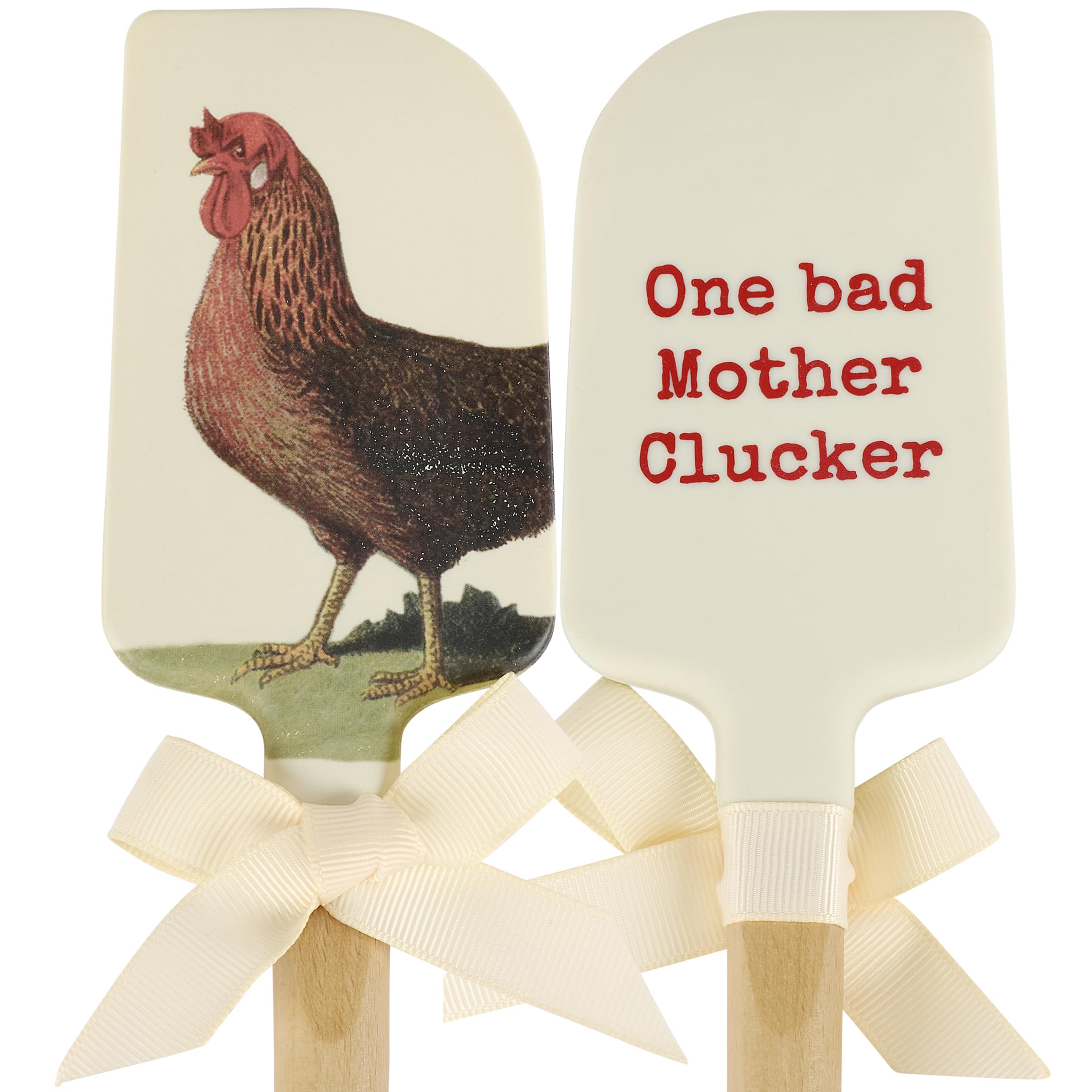 Primitives by Kathy doublesided silicone novelty cooking spatula/Farmhouse Collection/vintage art of a rooster on front/One Ba