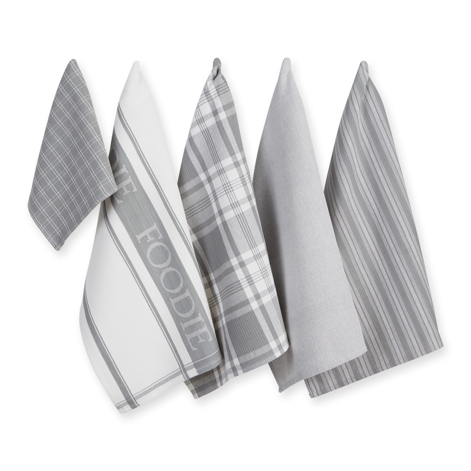 Dii Everyday Collection Foodie Kitchen Set, Dishtowel & Dishcloth, Light Gray, 5 Piece