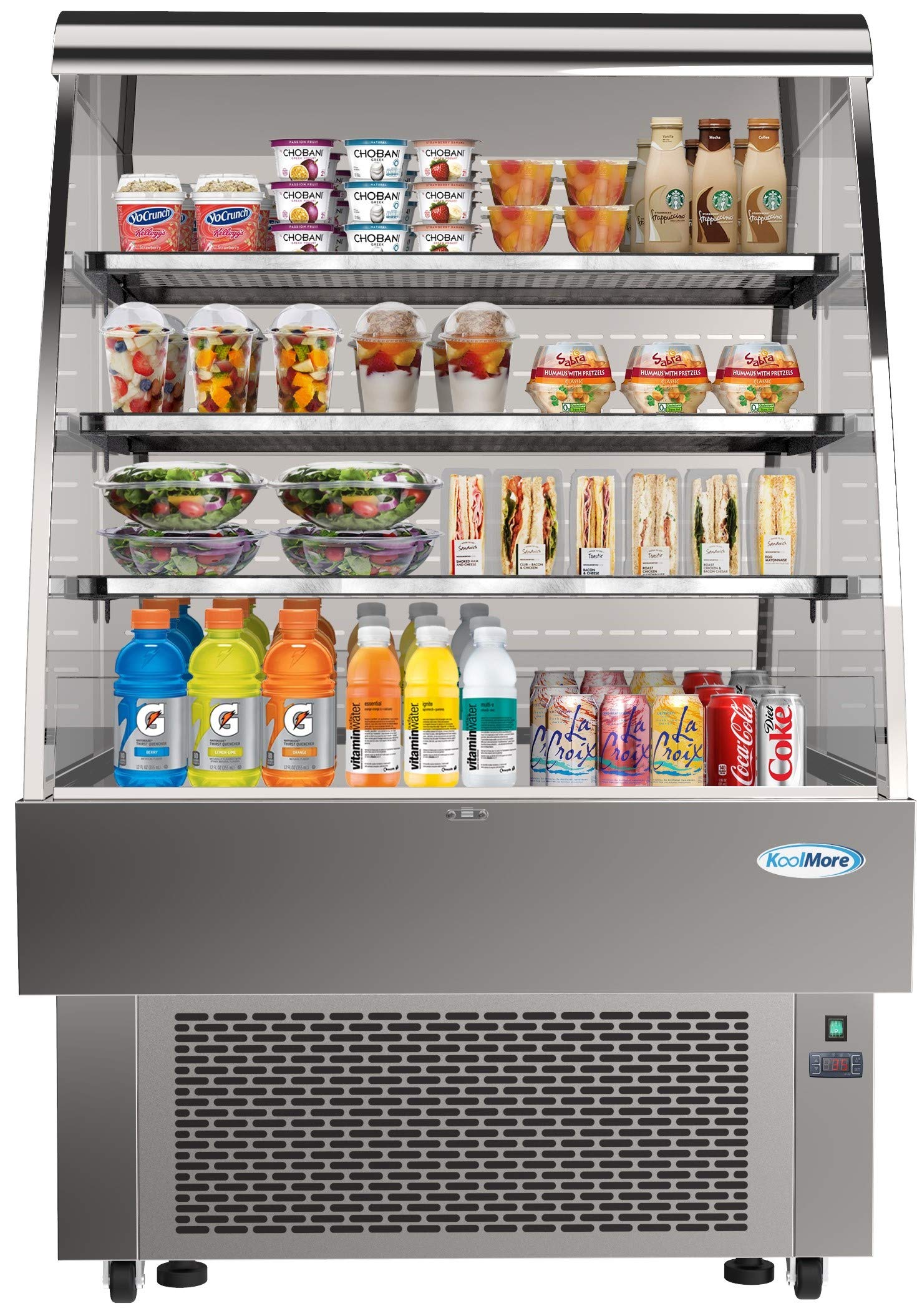 KoolMore - CDA-13C Open Air Merchandiser Grab and Go Refrigerator with LED Lighting and Night Curtain - 13.4 cu.ft