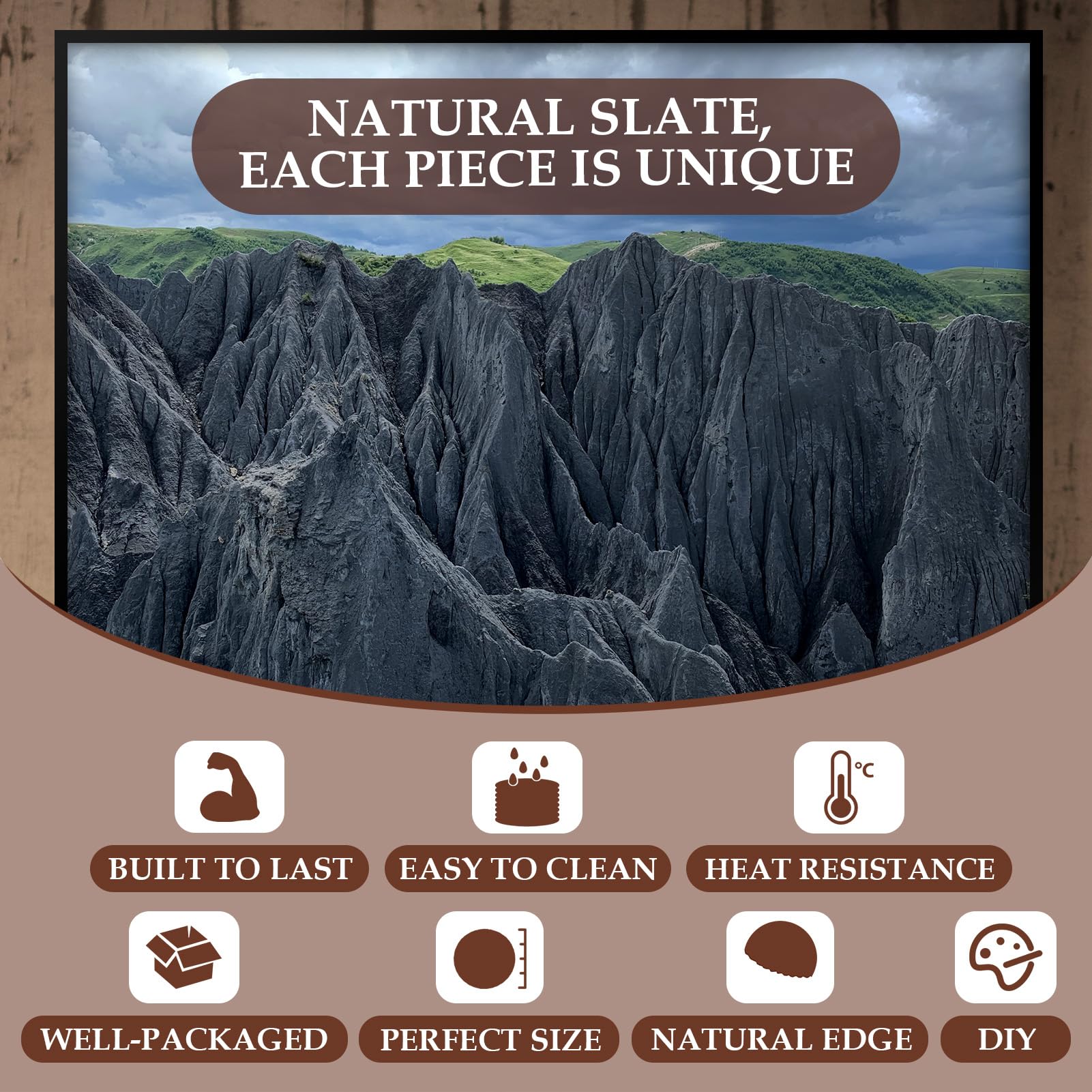 Slate Drink Coasters with Metal Holder  GOH DODD 4 Inch 8 Pieces Black Stone Coasters Blank Coaster Set Decor Tabletop Protection for Home Office Kitchen Apartment Bar  Round