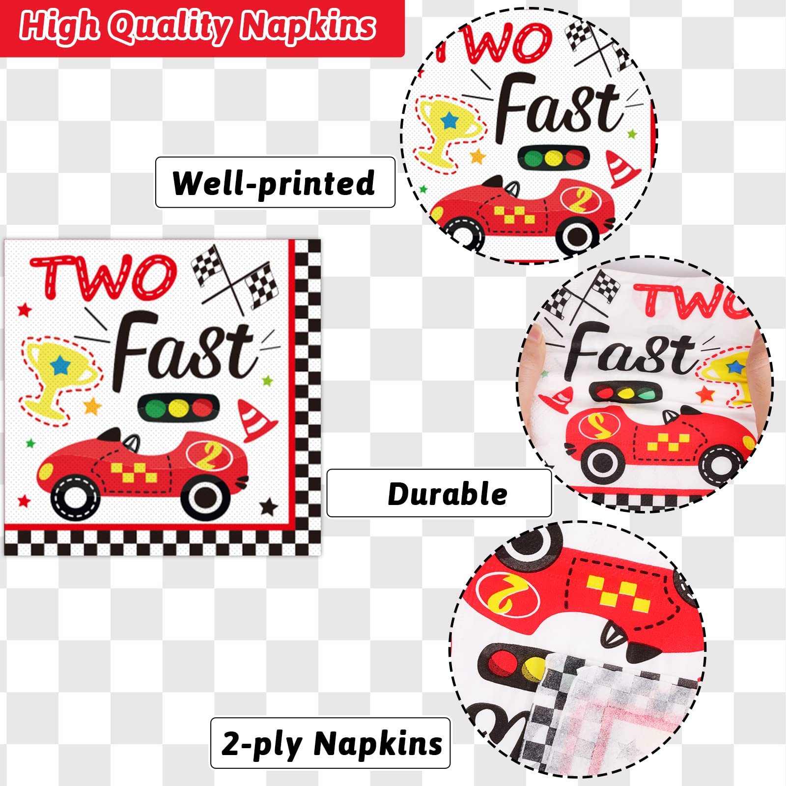 96Pcs Two Fast Plates And Napkins Race Car Party Decorations Racing 2 Fast Party Plates And Napkins Set Racing Sports Themed Din