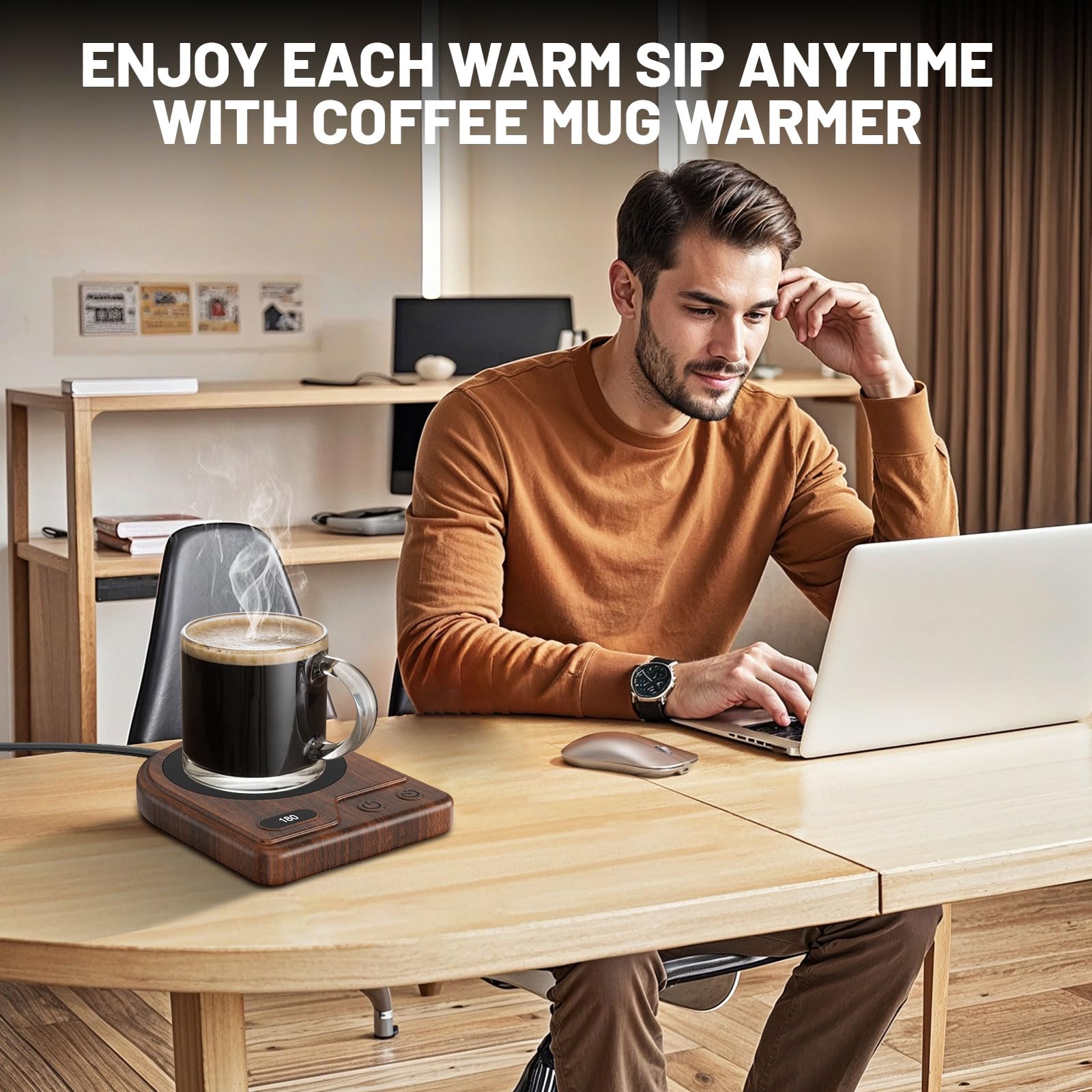 Mug Warmer, Coffee Mug Warmer With 3 Adjustable Temperature Settings, Coffee Warmer 2-12 Auto Shutoff, Digital Display Coffee Cu