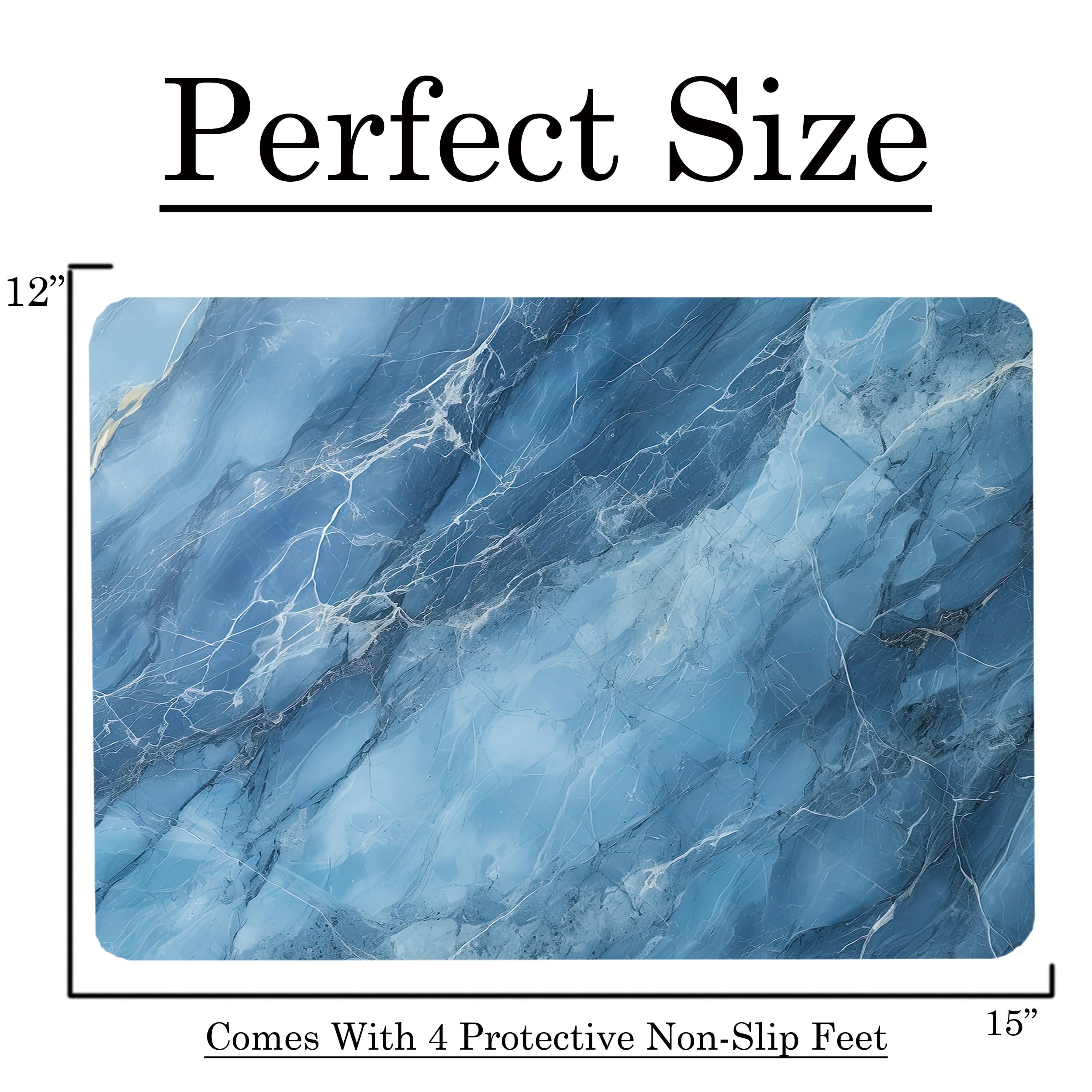 Blue Marble Kitchen Glass Cutting Board Ocean Decorative Gift Marbled Granite Stone Rock Gift For Her Mom Wife (Blue Marble)