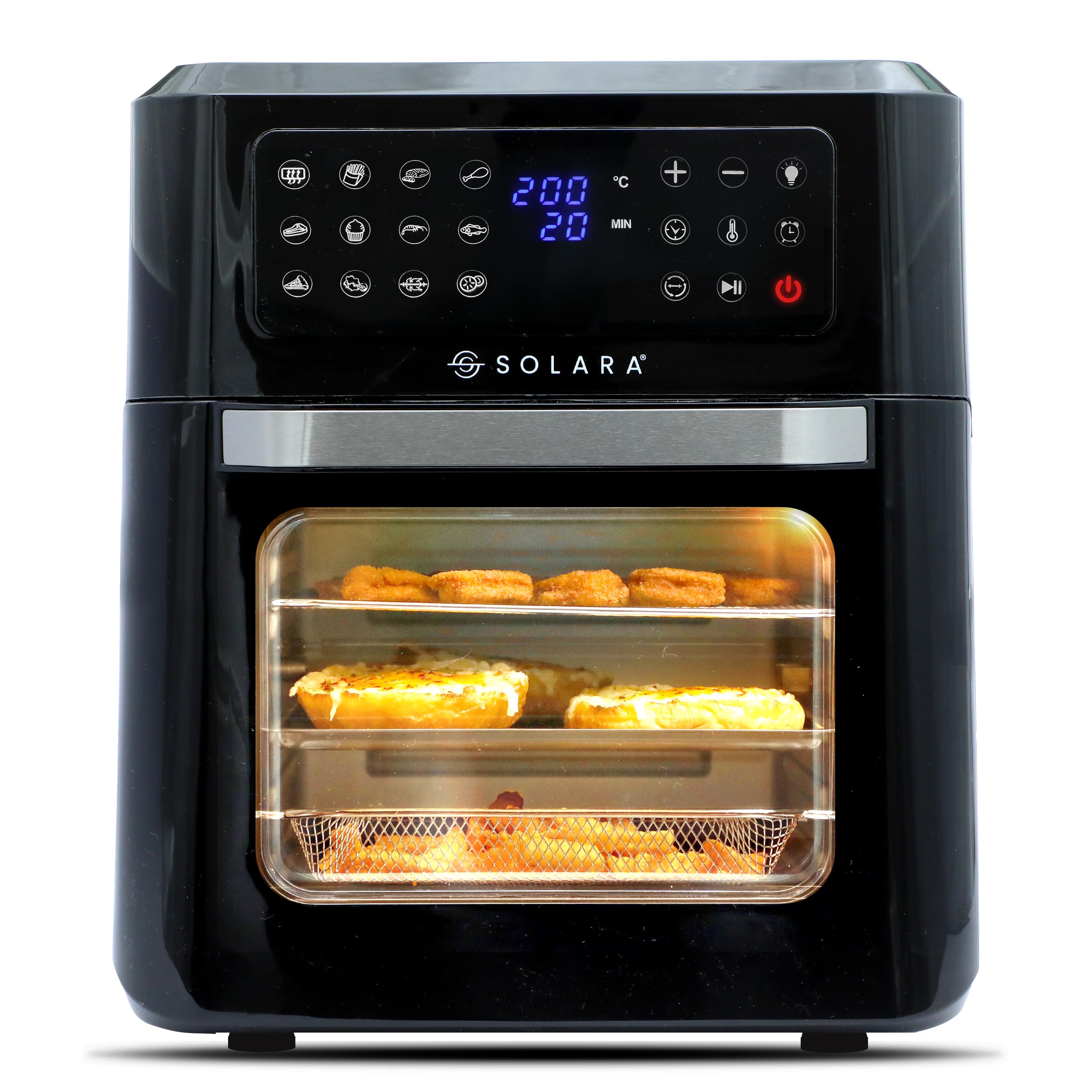 Solara 12L Air Fryer Oven For Home Kitchen, 1800W Otg Air Fryer Oven 12 Litre With 12 Presets, 9 Accessories, Grill, Roast, Bake