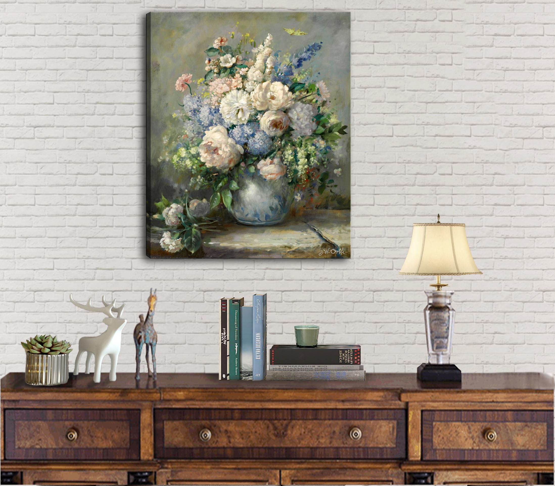Msspart Pierre Auguste Renoir Canvas Wall Art Print - Spring Bouquet Floral Oil Painting Reproduction Classic Flowers Artwork Po