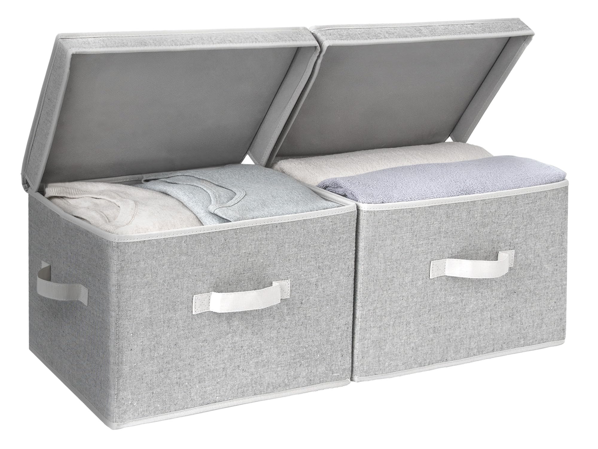StorageWorks Decorative Storage Boxes  Storage Basket with Lid and Handles  Gray  Large  2-Pack  15 ? '' L x 10 ? '' W x 9 ? '' H
