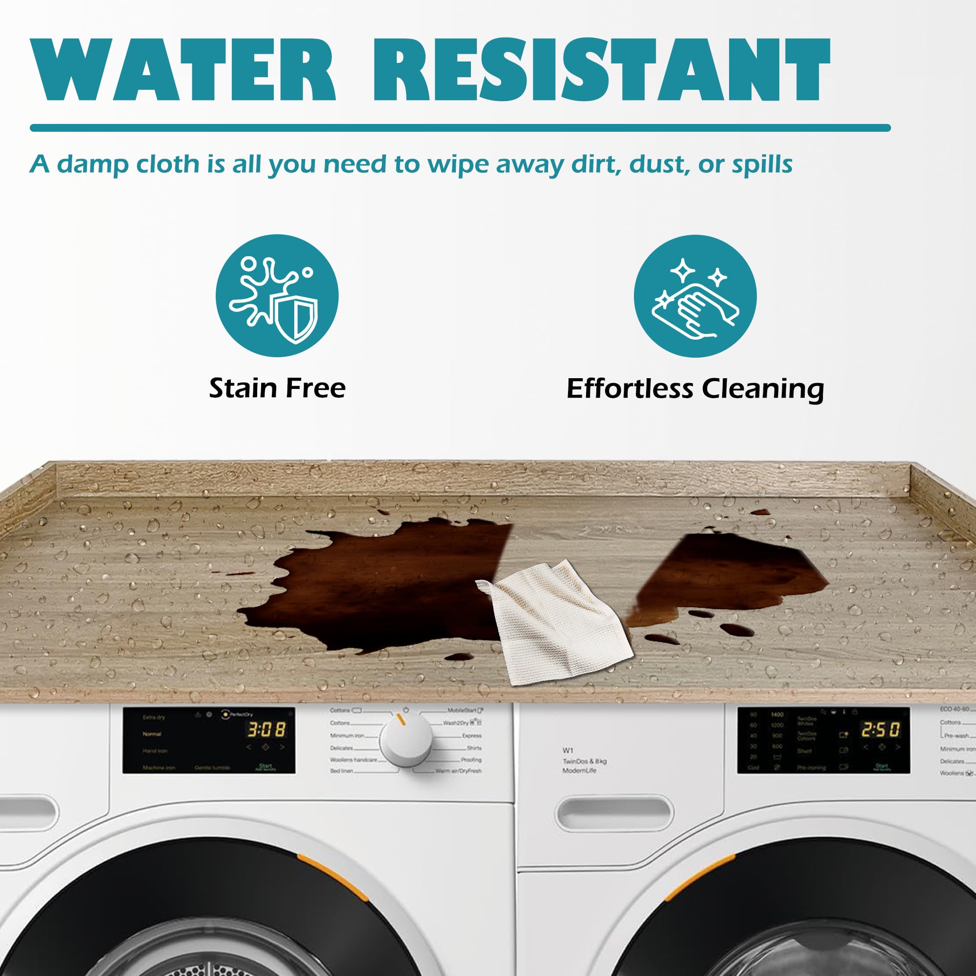 Royxen Laundry Countertop Solid Wood, Countertop For All Front-Loaded Washing Machine And Dryer, Extra Room For Laundry Room, Wh