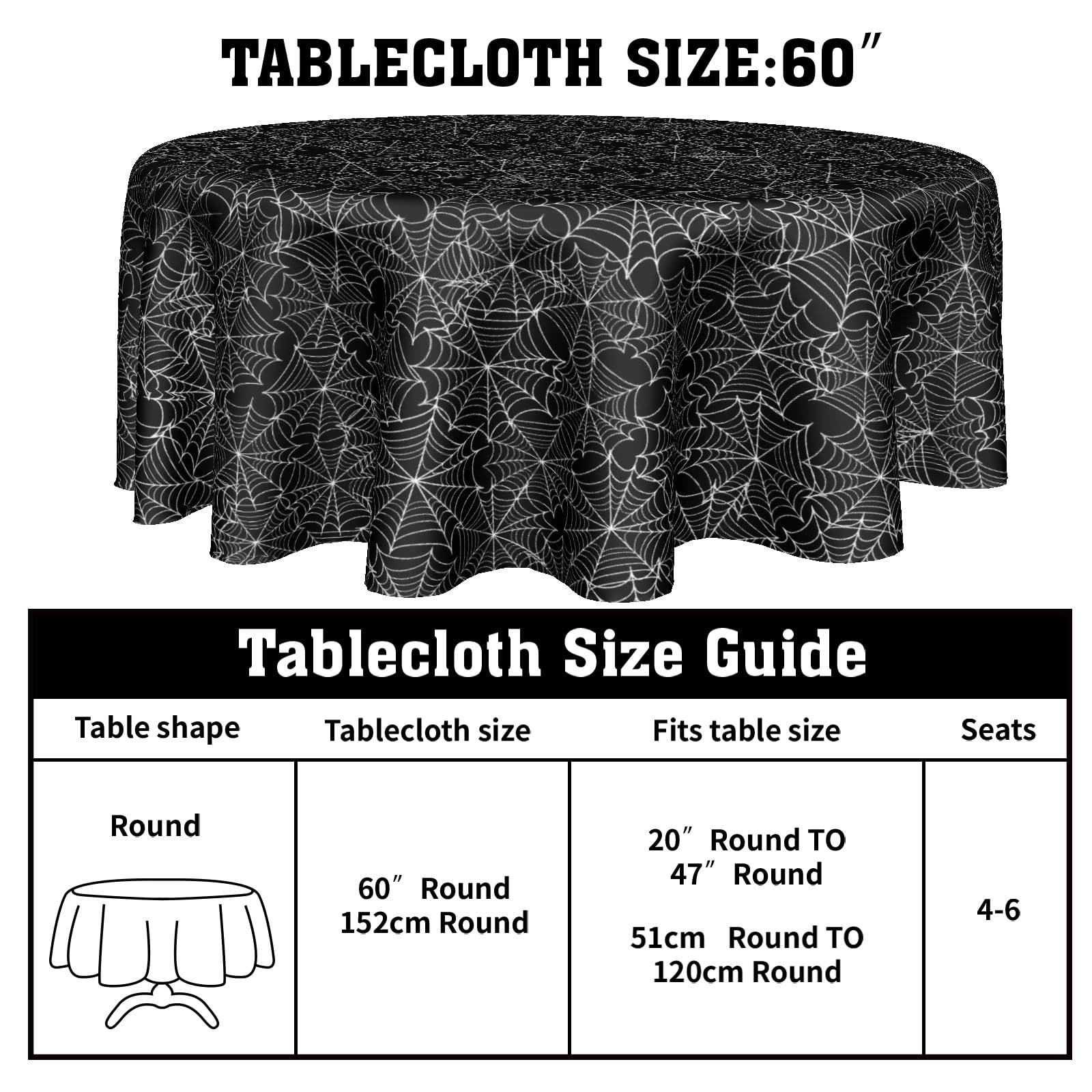 Halloween Tablecloth Round 60 Inch Halloween Black Spider Web Table Cloth Halloween Haunted House Table Decorations Halloween Ho
