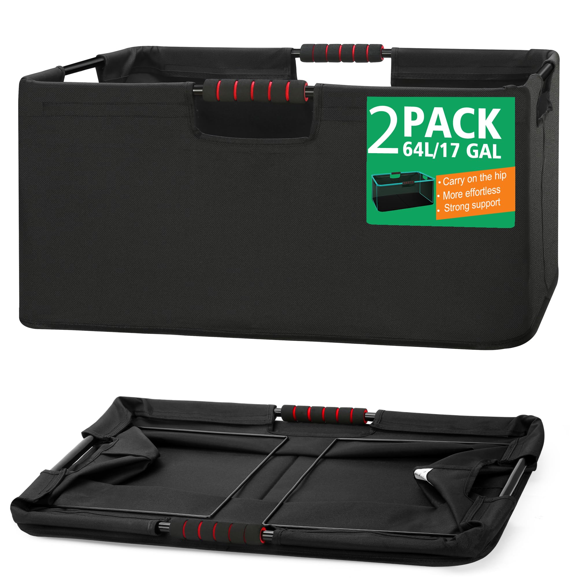 Large Laundry Basket With Handle 2 Pack, Laundry Room Organization, 64L Freestanding Laundry Hamper For Family, Waterproof Folda