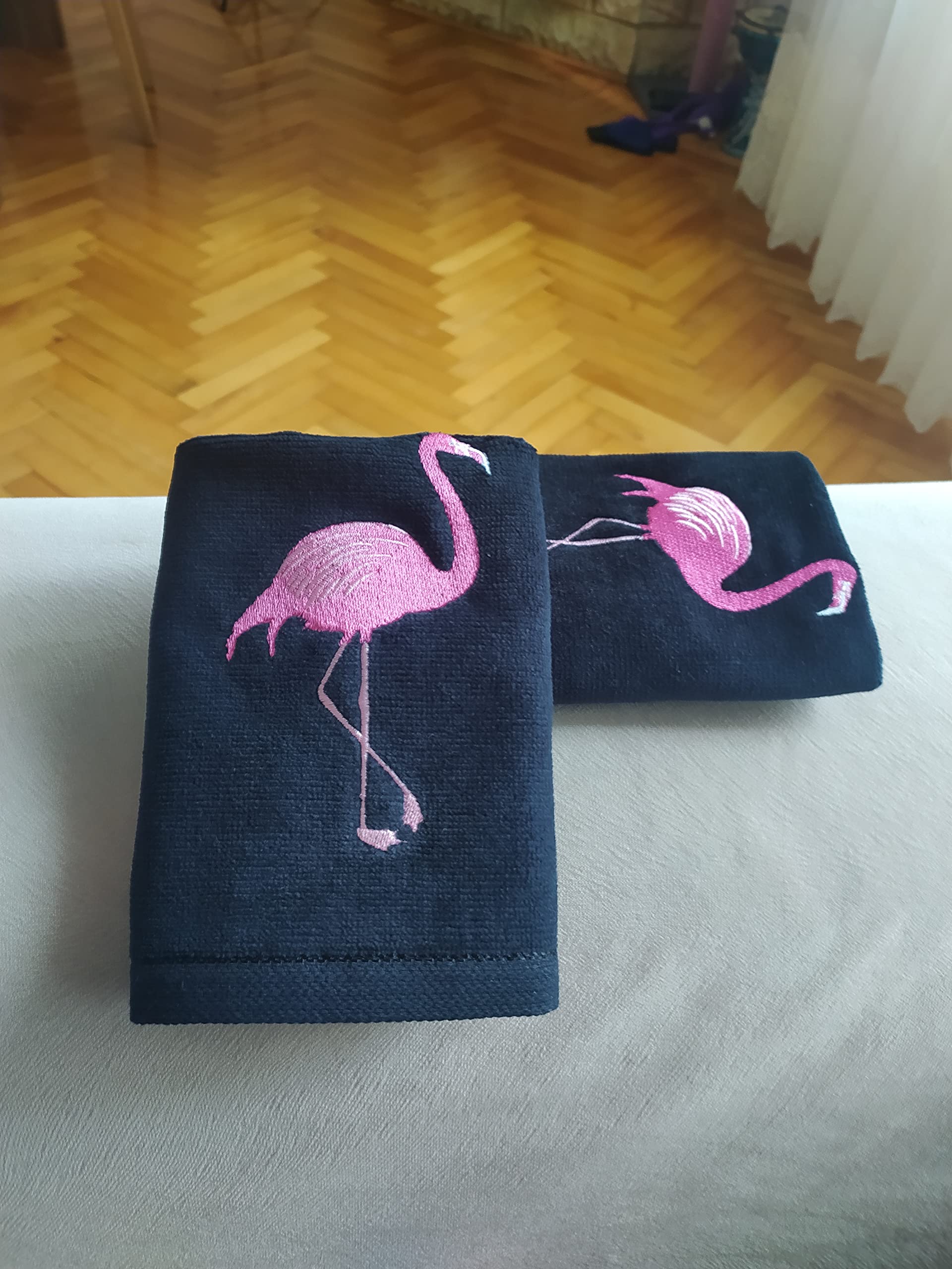 2 Pack Hot Pink Filamingo Hand Towels, 100% Soft Cotton, Basket Stuffers, (12X20 Inches) Decor Hand Towels Gift Packed, Decorati