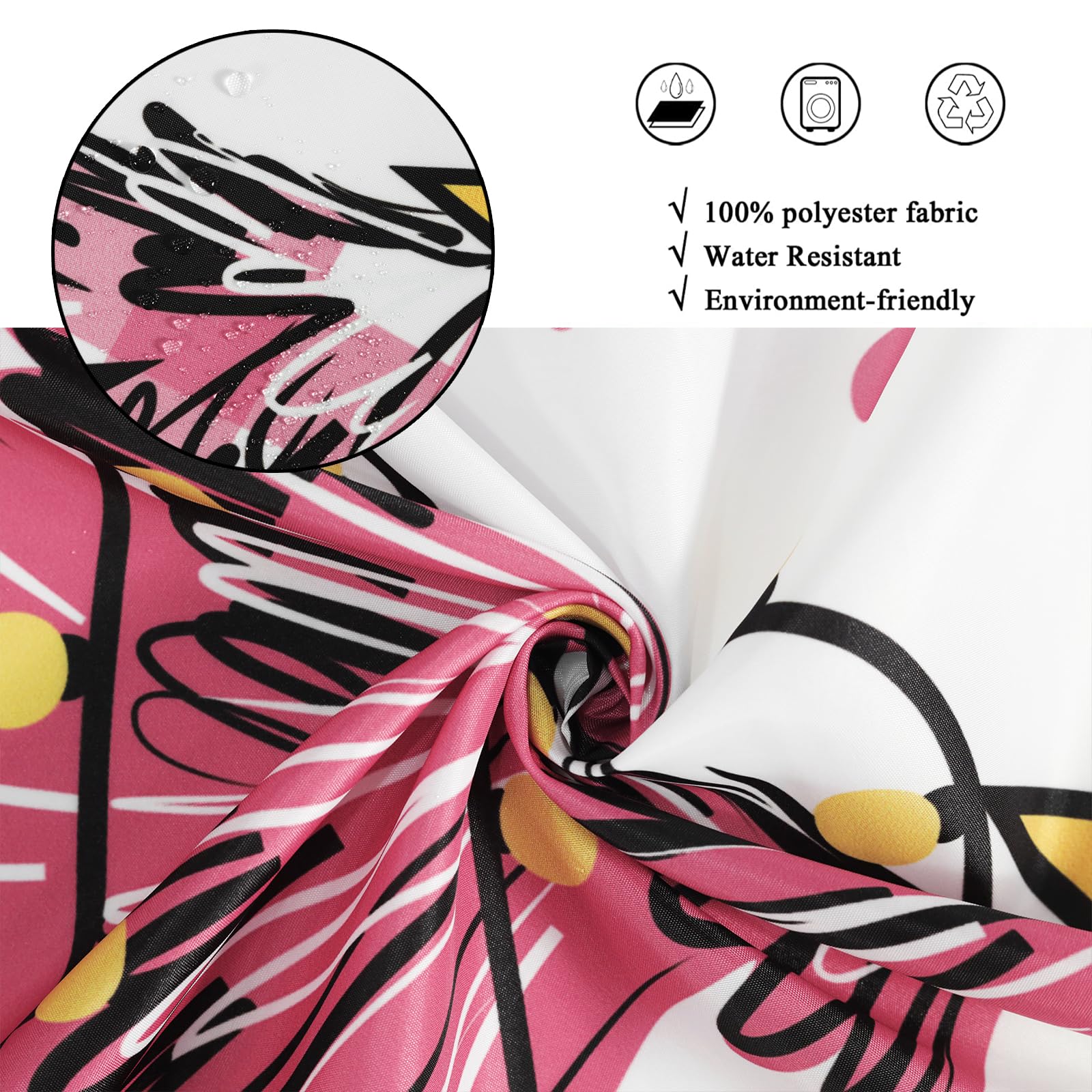 Caheansi Merry Christmas Shower Curtain, Pink Buffalo Check Plaid Xmas Tree Winter New Year Holiday Bathroom Curtain Waterproof