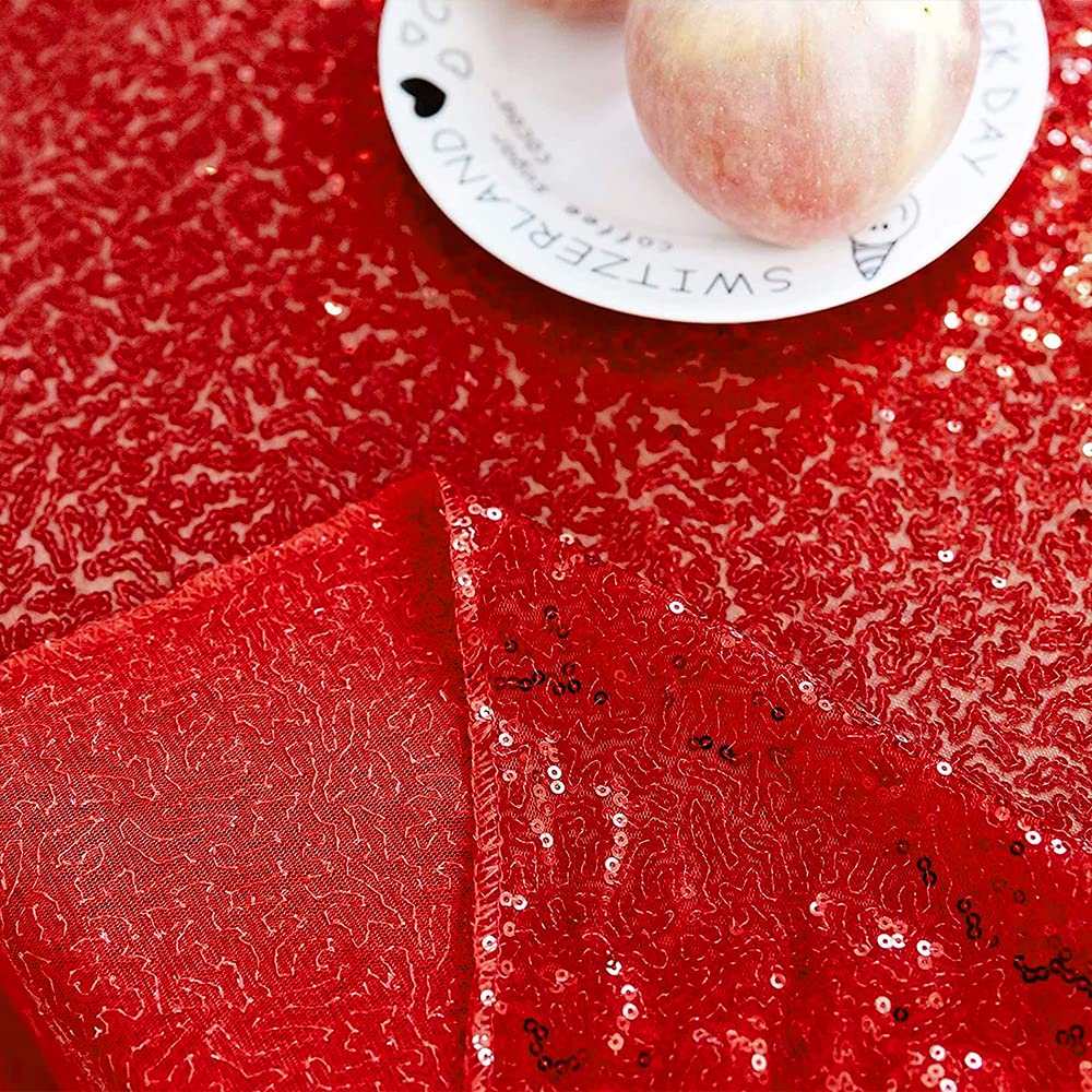 Jyflzq Red Sequin Tablecloth 50 X 80 Rectangle Sparkly Table Cloths Drapes Table Cover Overlay For Wedding Birthday Parties Brid