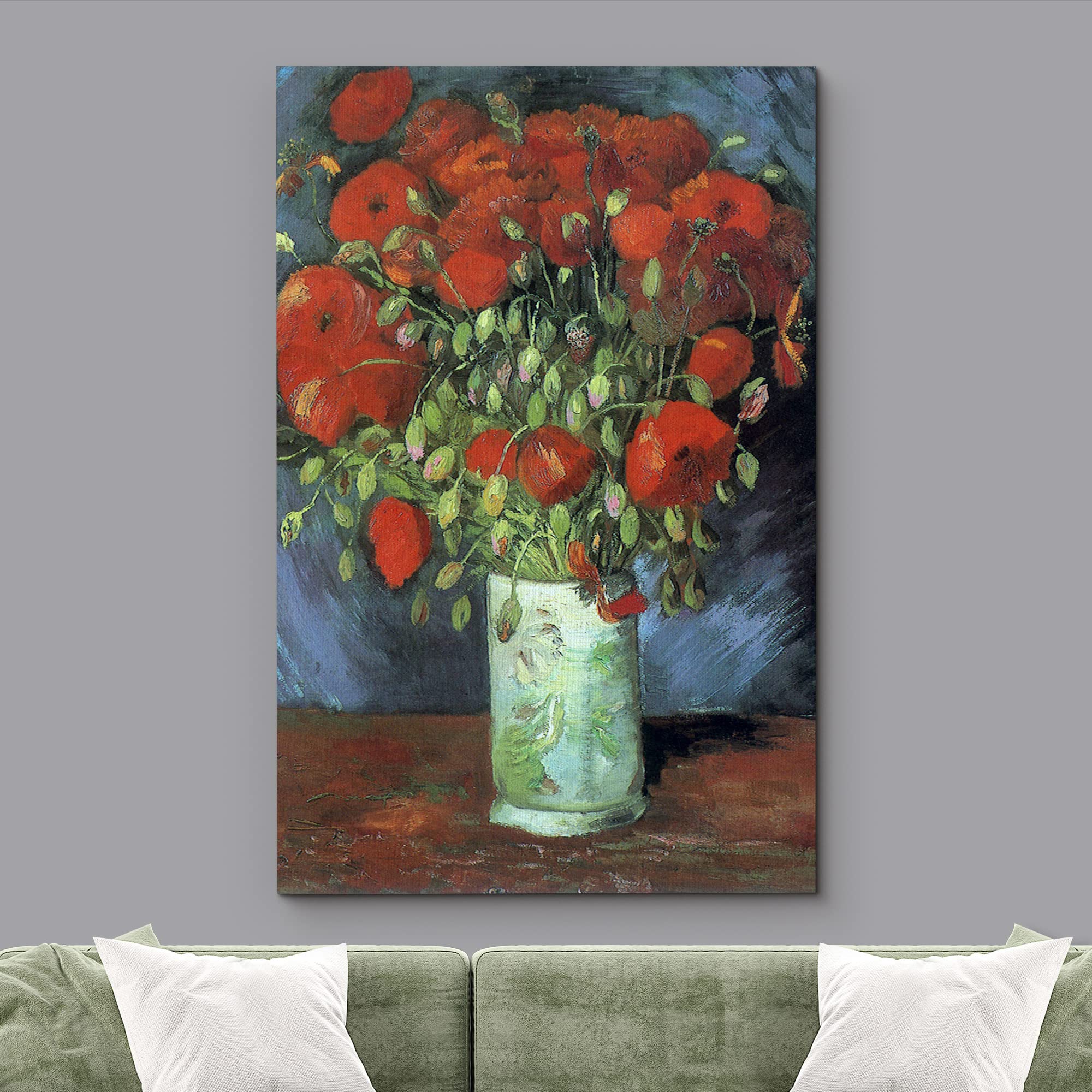 Wall26 Canvas Print Wall Art Vase With Red Poppy Flowers By Vincent Van Gogh Classic Historic Illustrations Fine Art Decorative