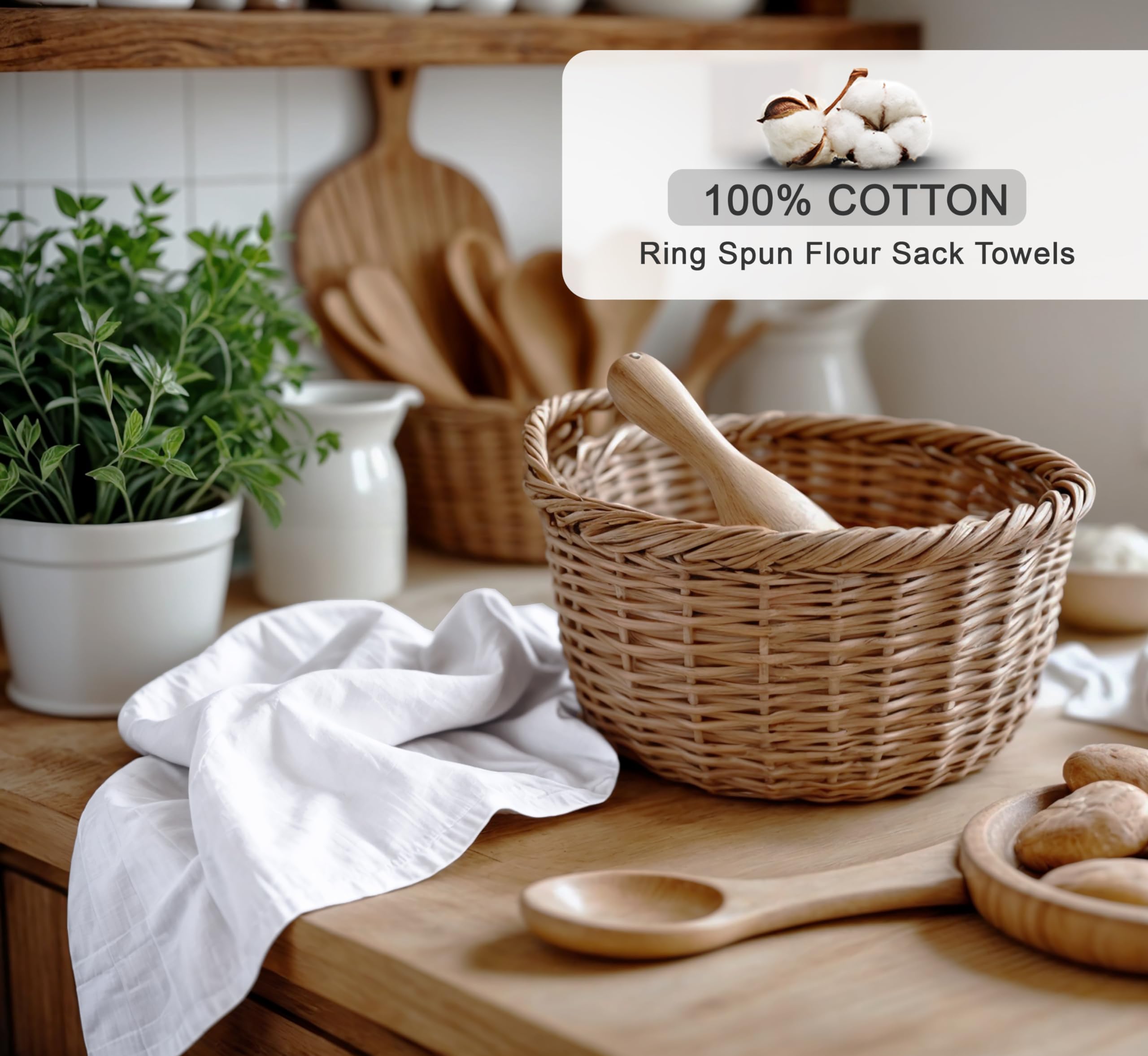 Zoyer Flour Sack Towels 28'' X 28'', 12 Pack - 100% Cotton Dish Towels - Machine Washable Tea Towels, Ultra Absorbent Bar Towels