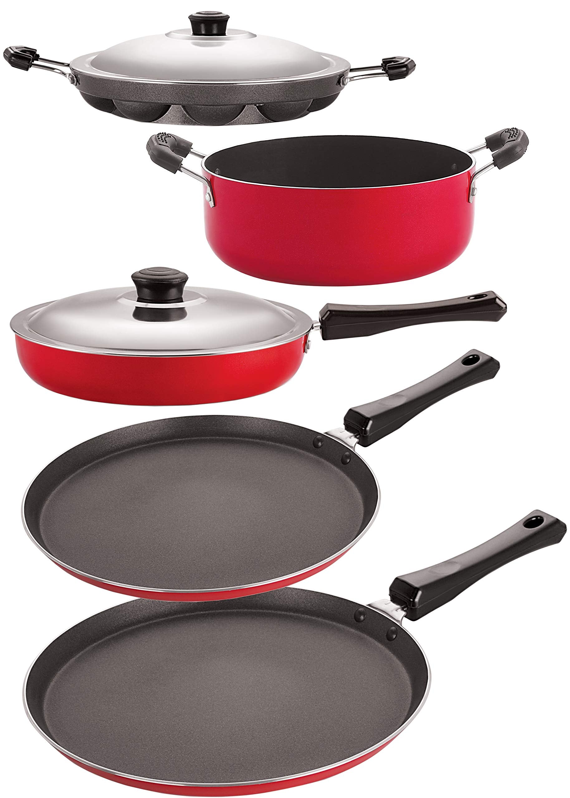 Nirlon 5 Piece 3 Layer NonStick Coated Chemical Free Healthy Cookware Utensil Combo Set