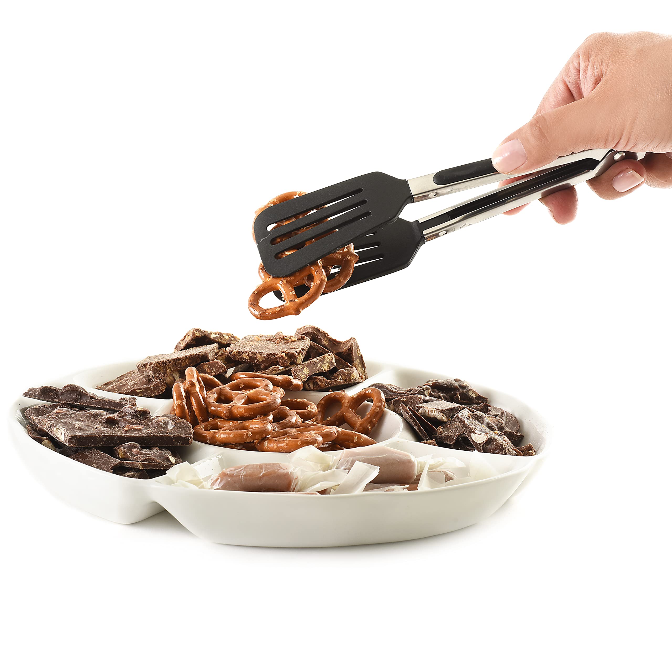 Norpro 8'' Stainless Steel Mini Slotted Spatula Locking Serving Tongs