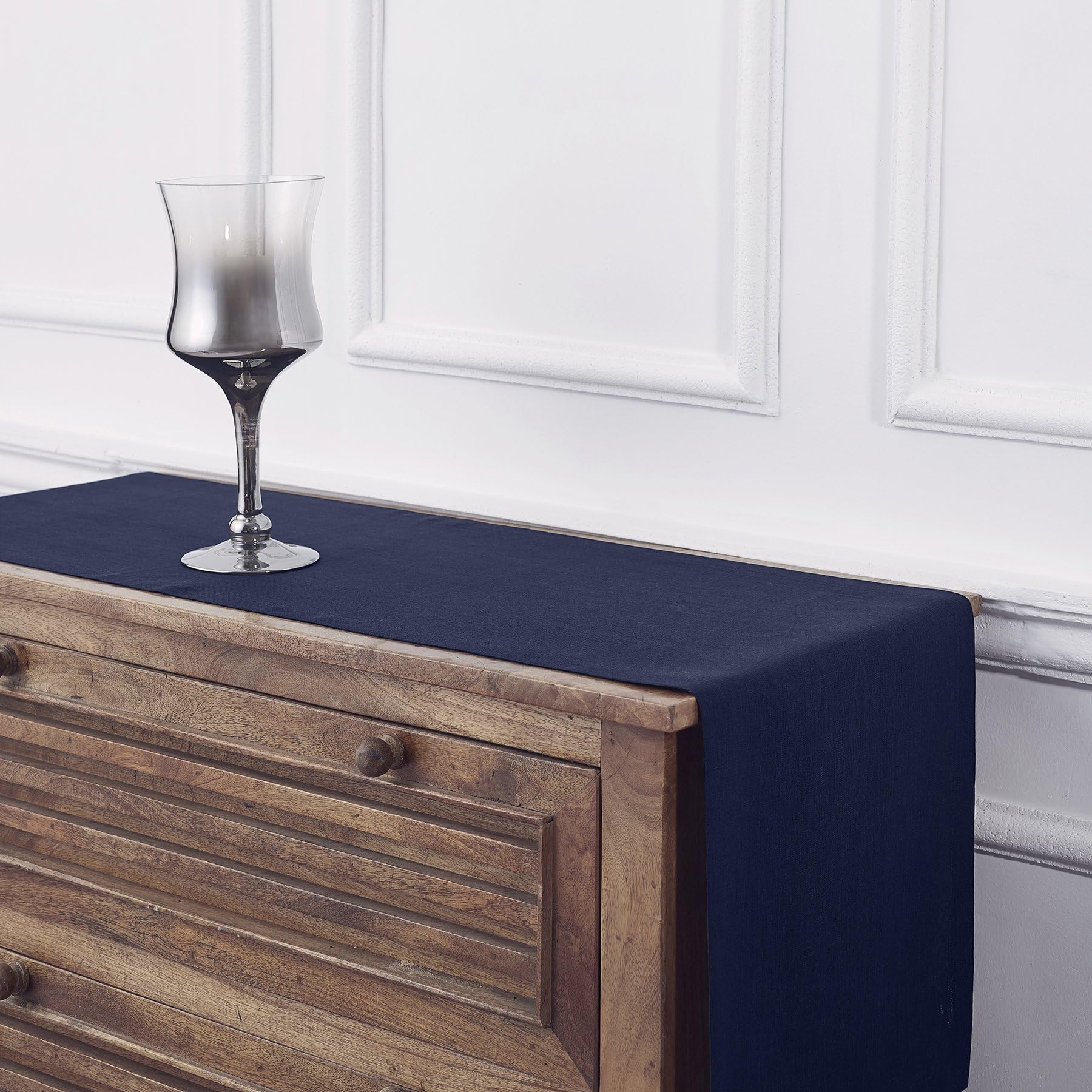 Solino Home Linen Table Runner 72 Inches Long - 100% Pure Linen Navy Table Runner 14 X 72 Inch - Machine Washable Dining Fall, T