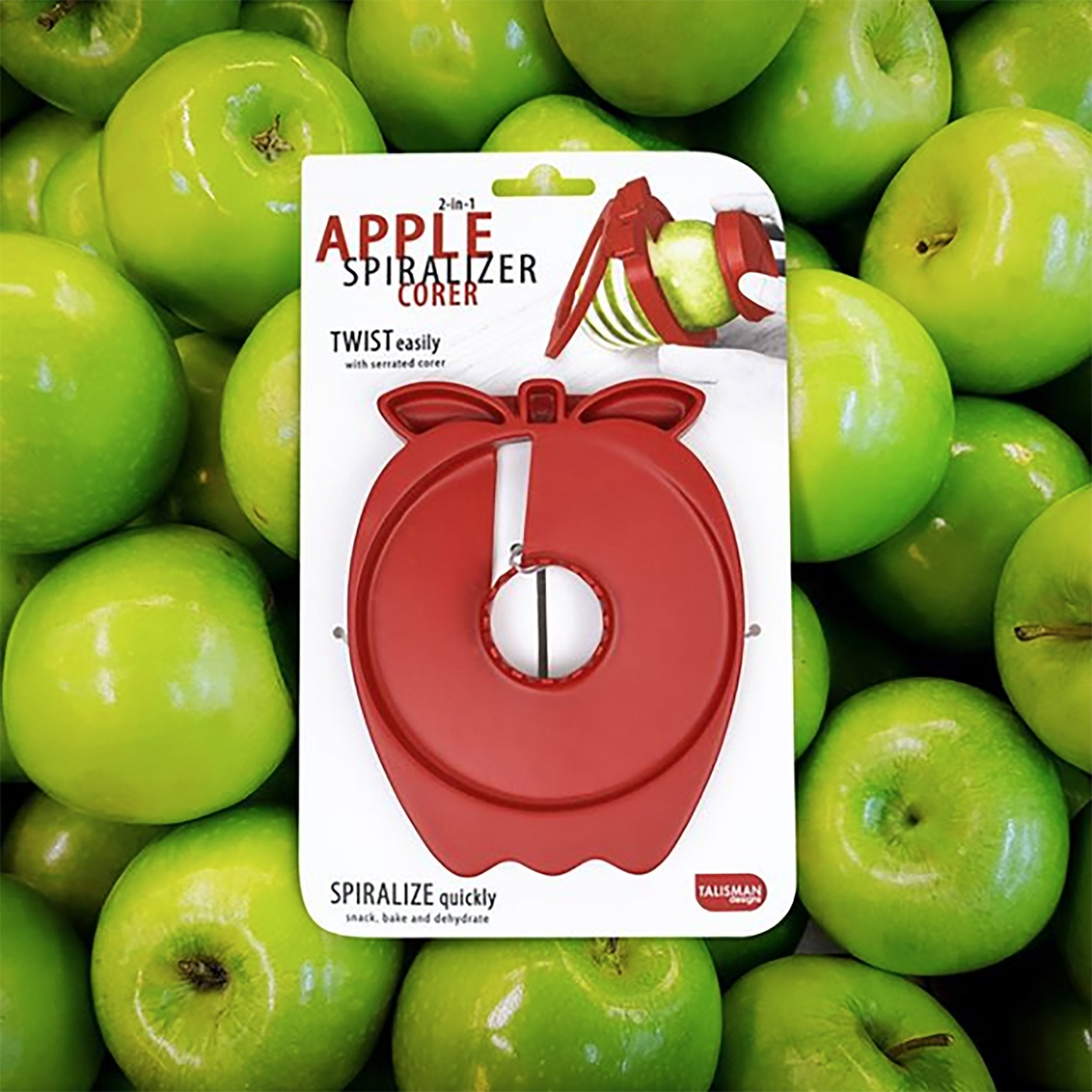 Talisman Designs Apple Spiralizer & Corer - Great For Pears & Apples, Safe Detachable Handle, Dishwasher Safe, Versatile For Sna