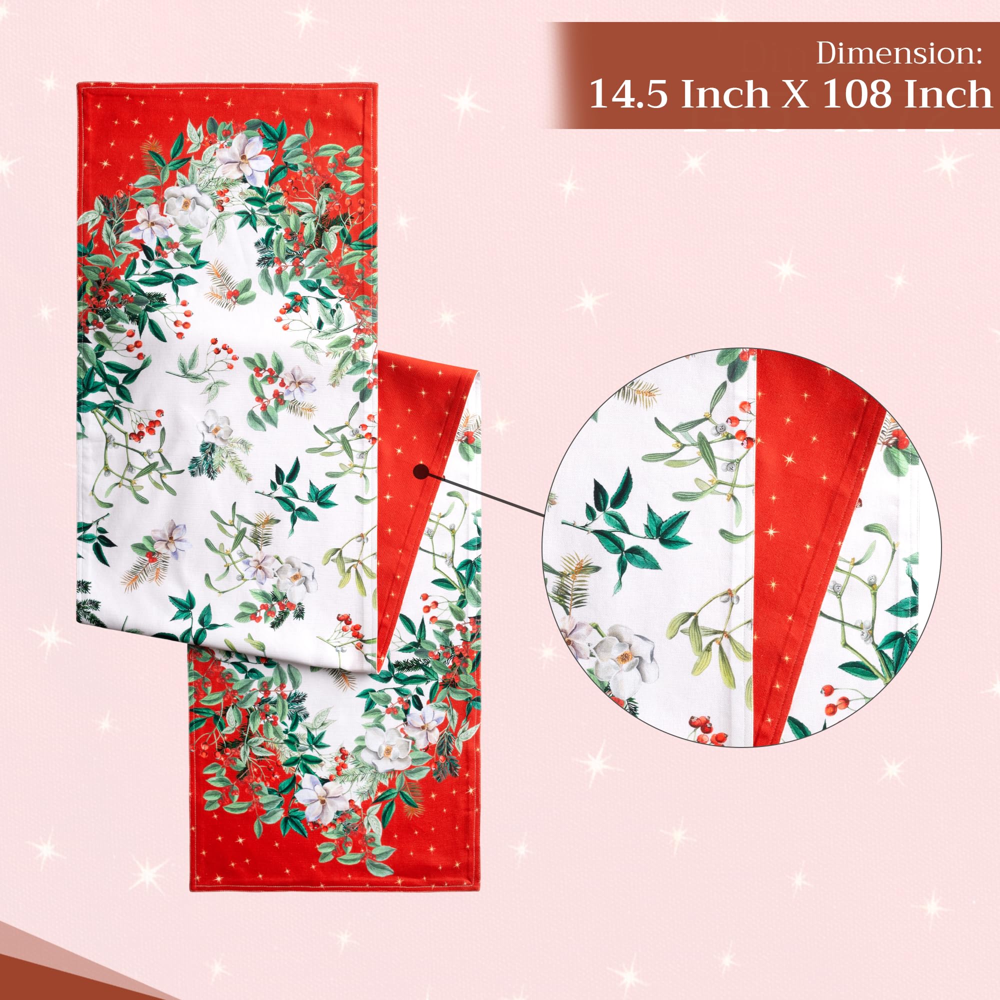 Maison d' Hermine Tablerunner 100% Cotton Table Runner Decorative Table Runners for Gifts  Home  Wedding  Restaurant  Buffet  Noel (Double Layer) - Thanksgiving/Christmas (14.50''x108'')