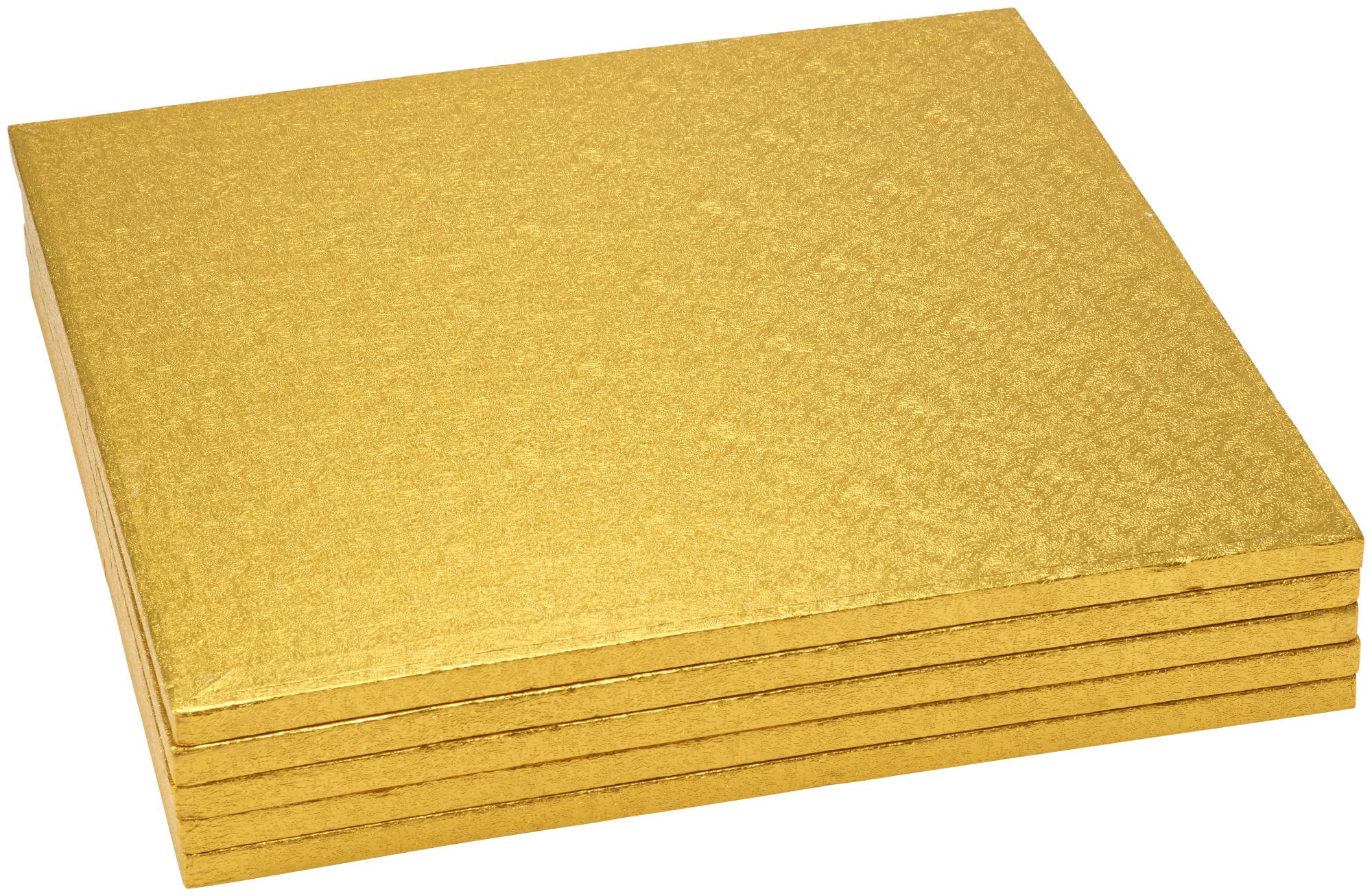 Decopac Square Cake Drum, Foil Covered Cake Drum, Sturdy Half Inch Thick, Pack Of 5, Gold - 14 Inch