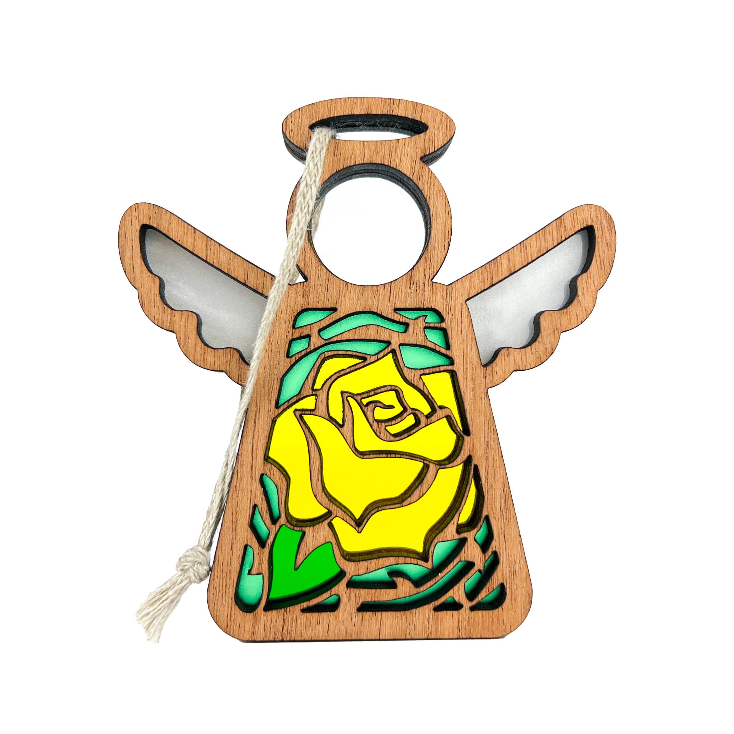 June Yellow Rose Suncatcher - Small Tree Birthday Window Decoration - Texas Made - 3.5 (H)