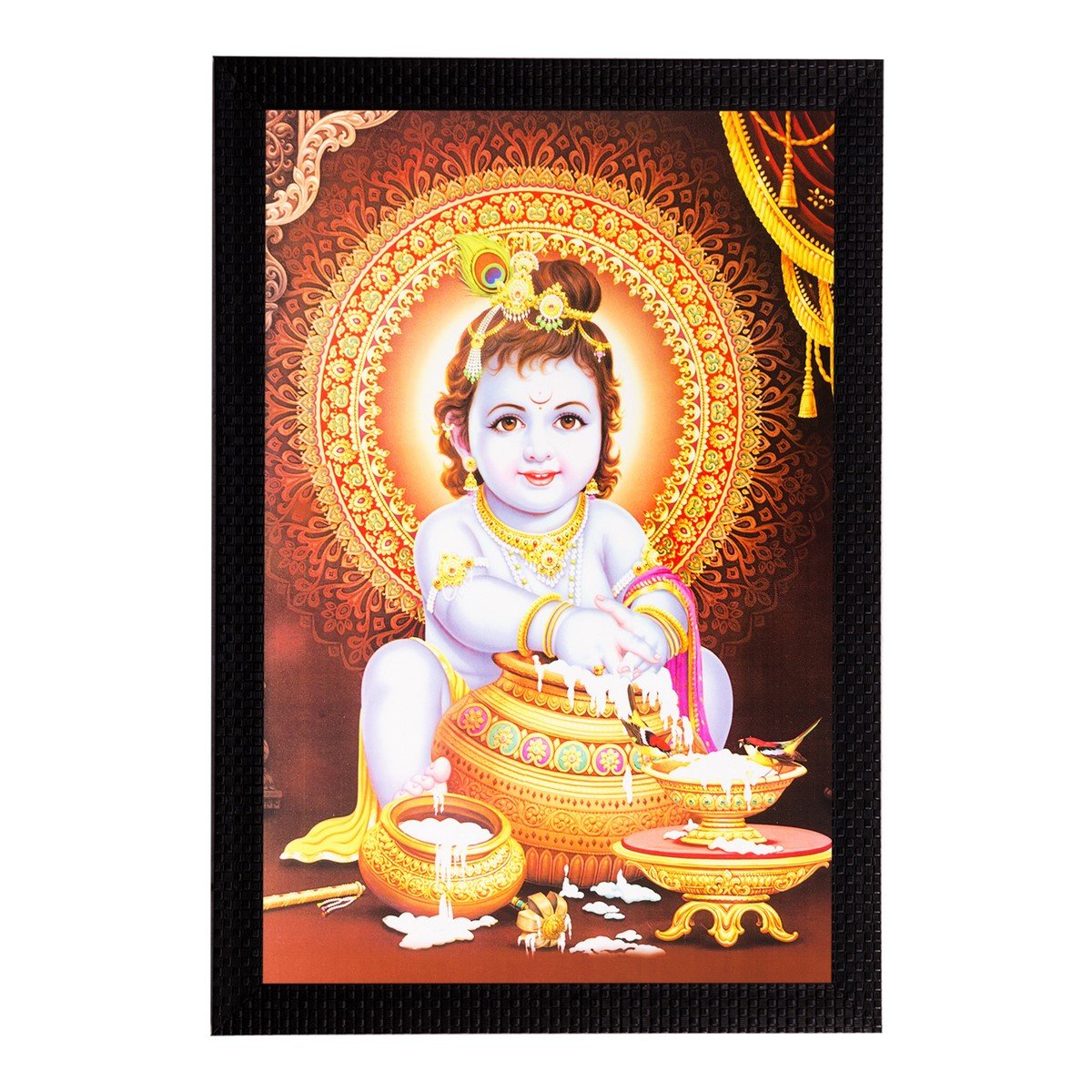 Ecraftindia Laddu Gopal Uv Art Painting (Synthetic Wood, 36 Cm X 51 Cm, Matt Textured, Fpgk1648)