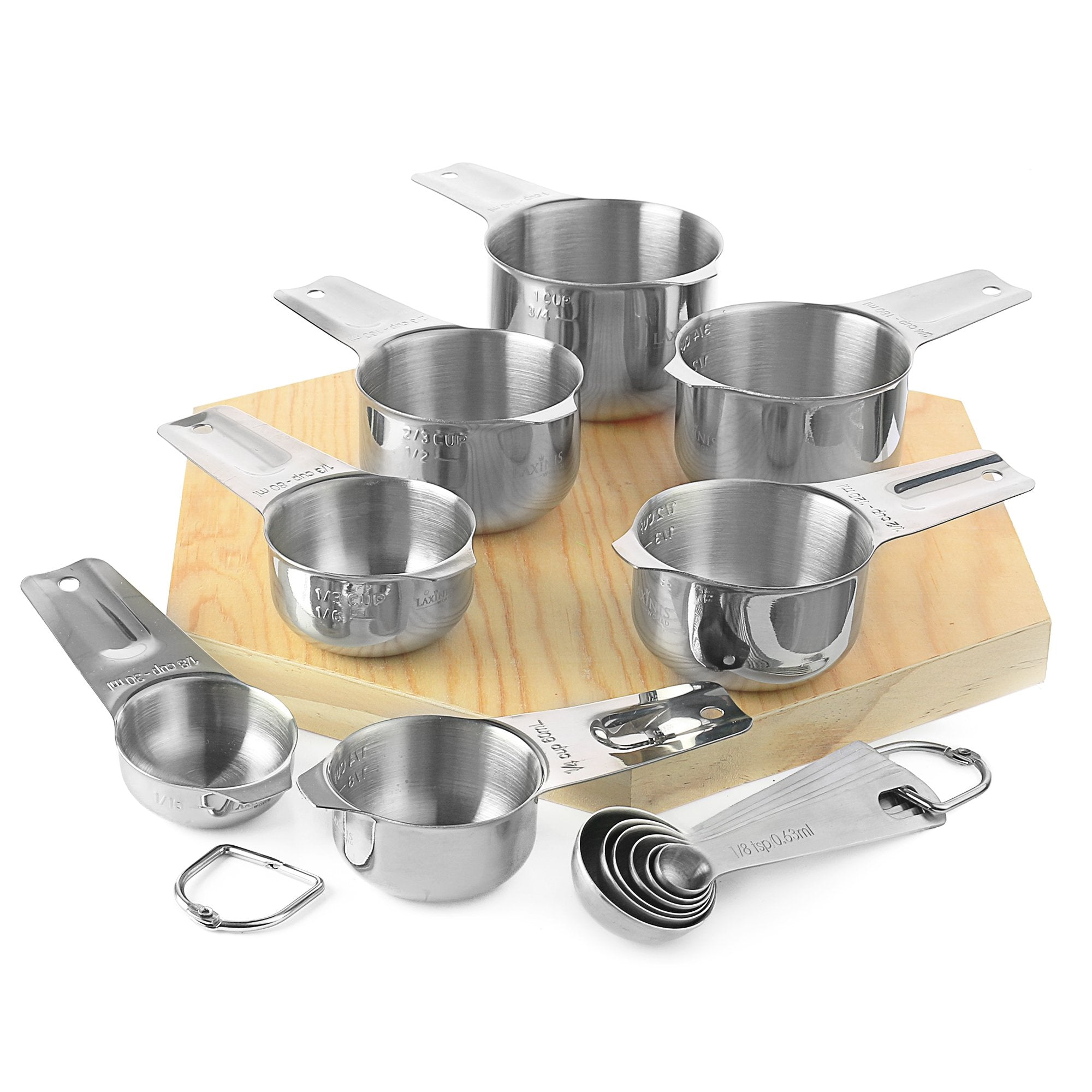 Measuring Cups And Spoons Set - Premium 13-Piece Stainless Steel, 7 Cups & 6 Spoons, Stackable, Ideal For Accurate Liquid And Dr
