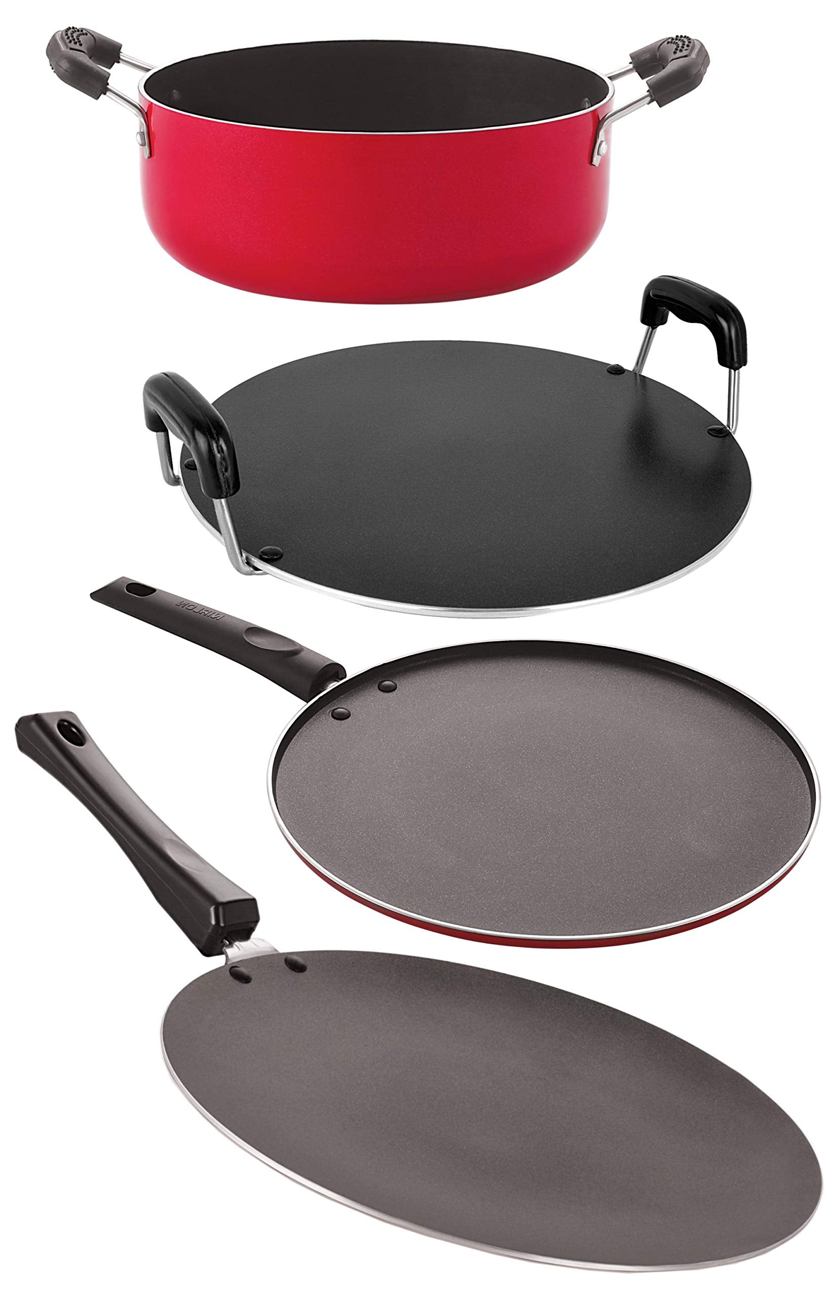 Nirlon Aluminium Non Stick Non Induction Cookware Set(Ct12_Rt_St12_Cs24)
