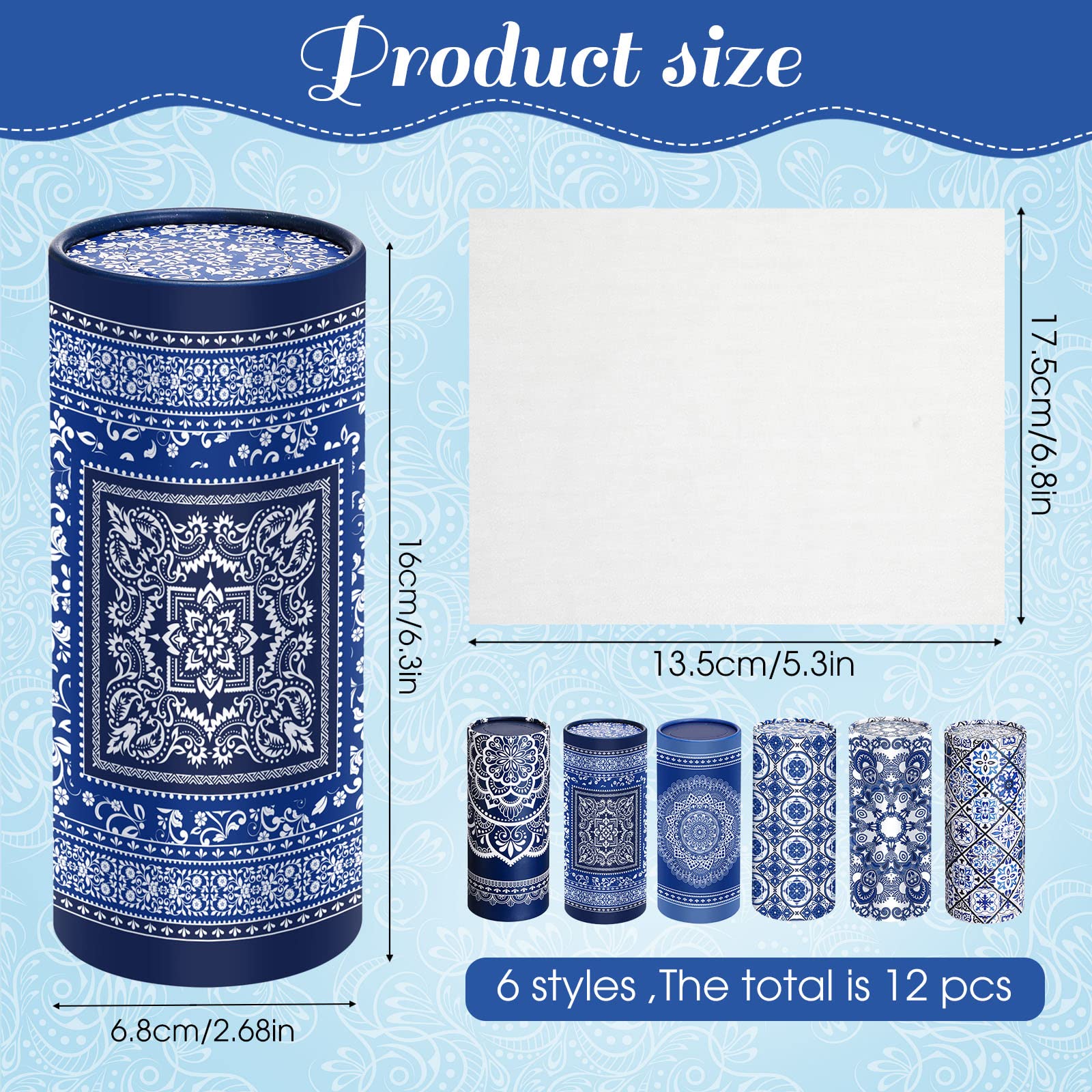 Outus 12 Pieces Mandala Car Tissues Box Bulk Car Tissues Cylinder With Facial Tissue Round Car Tissue Holder For Car Tissues Box