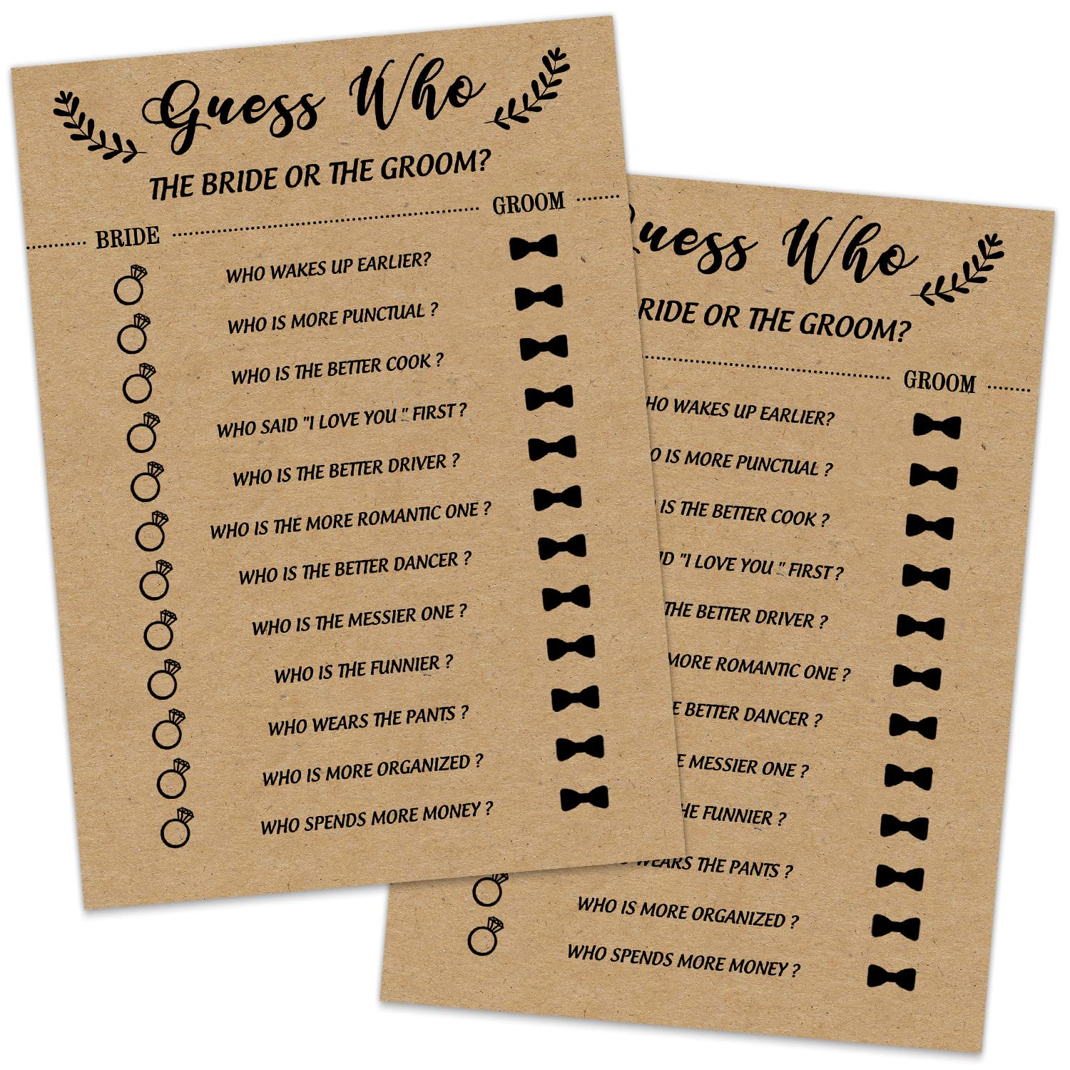 Bridal Shower Game, Guess Who The Bride Or Groom Game Cards For Wedding, 30 Wedding Bridal Shower Party Game Cards Ideas For Cou