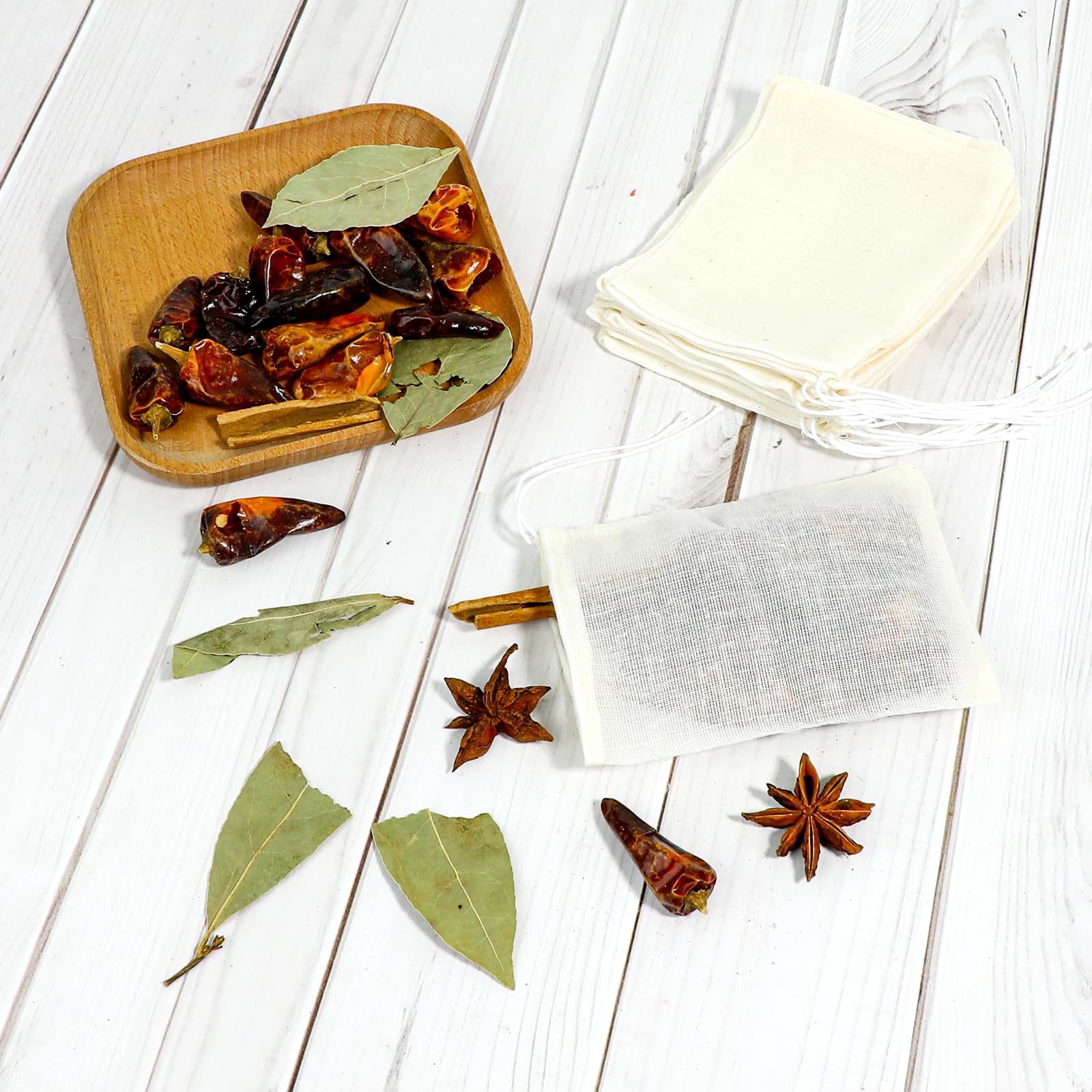 Spice Bags For Cooking, 30Pcs Muslin Drawstring Soap Bags Reusable Empty Tea Bags For Loose Tea Sachet Bags Cheese Cloth Bags Fo