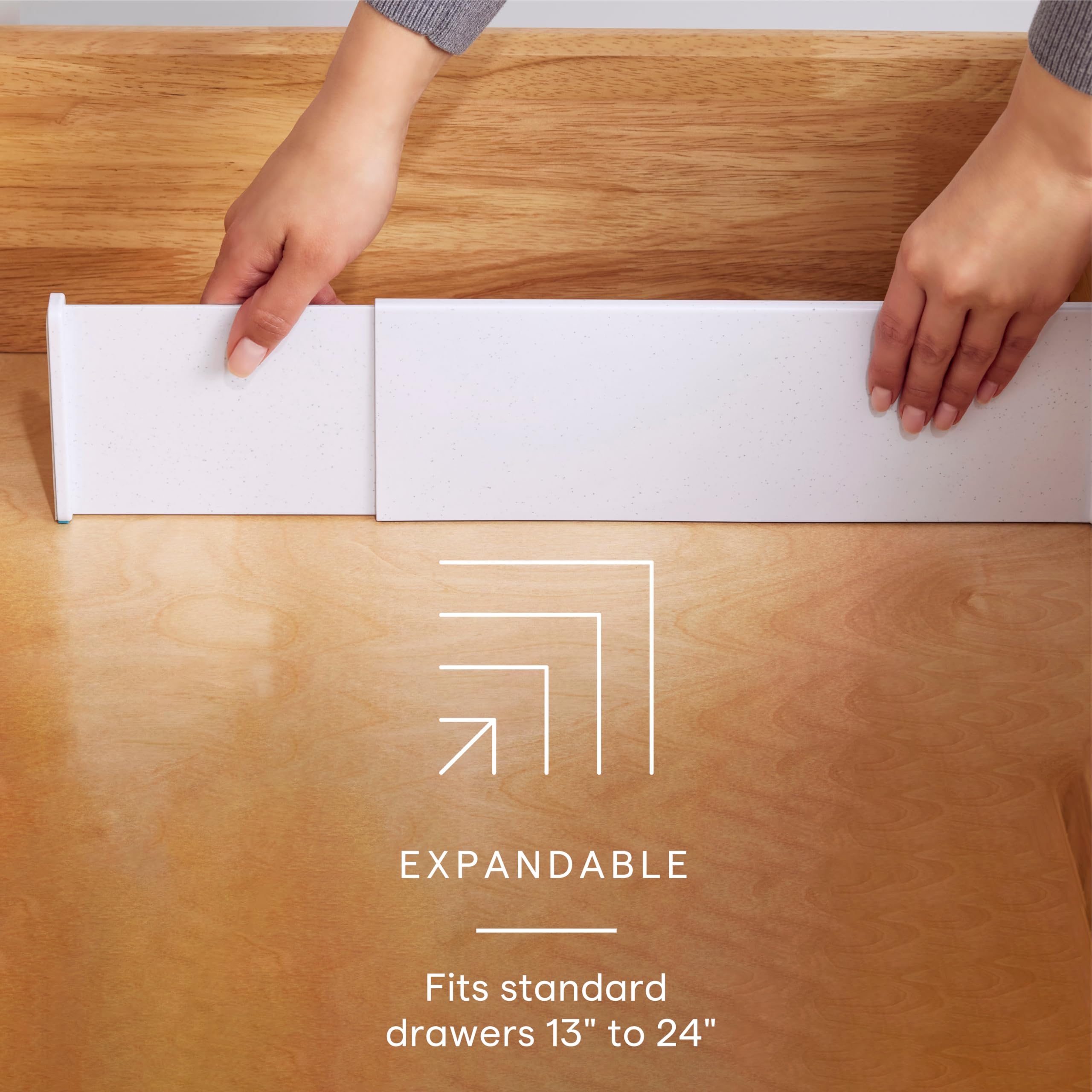 YouCopia ReStickable Drawer Dividers Adjustable Kitchen Organizers for Utensil and Tool Storage, Expands 13'' to 24'', Deep Heig