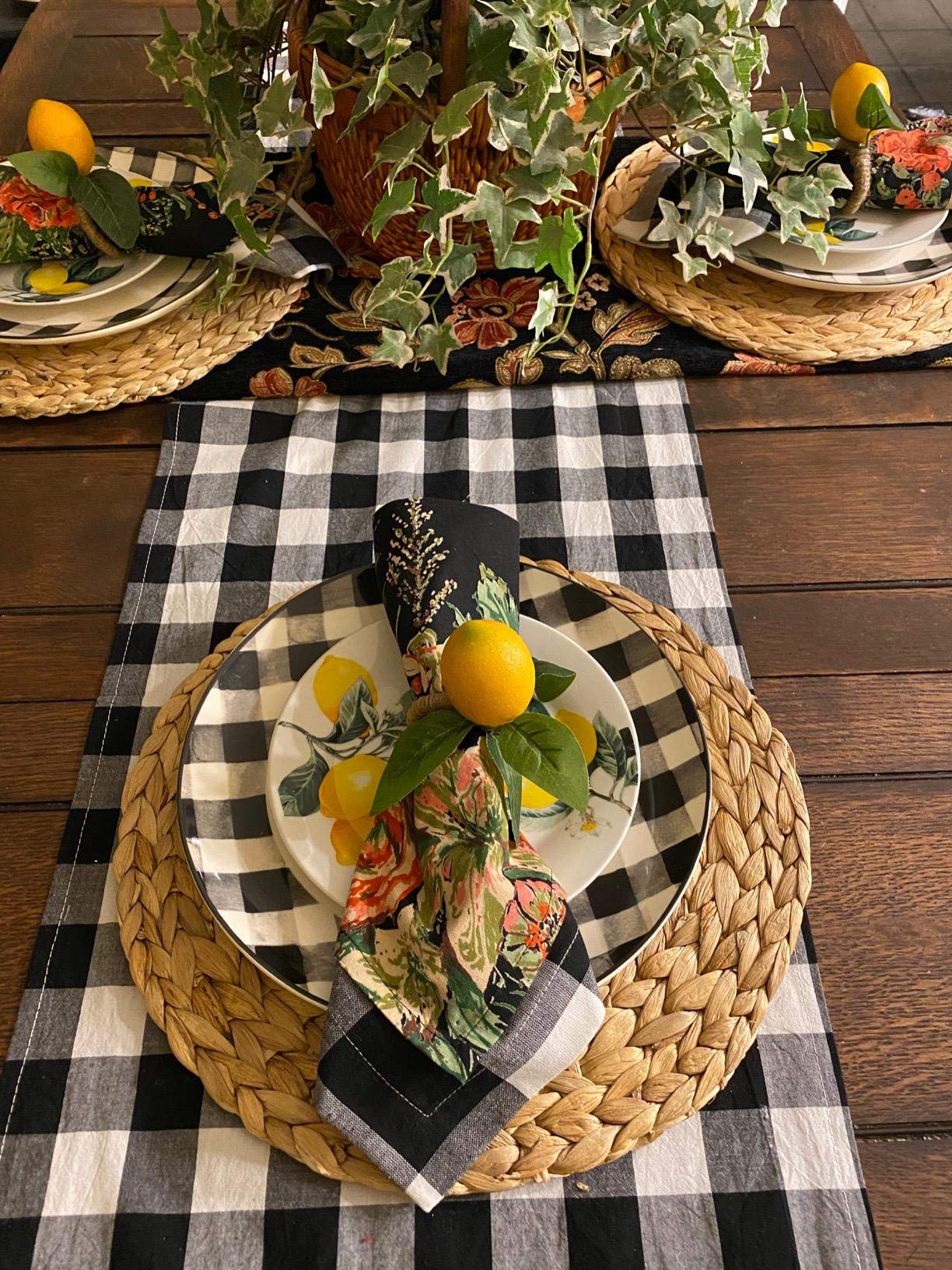 Wenfome Round Woven Placemats Set Of 6-13 Inches Plate Chargers Natural Wicker Placemats Water Hyacinth Straw Braided Tablemats