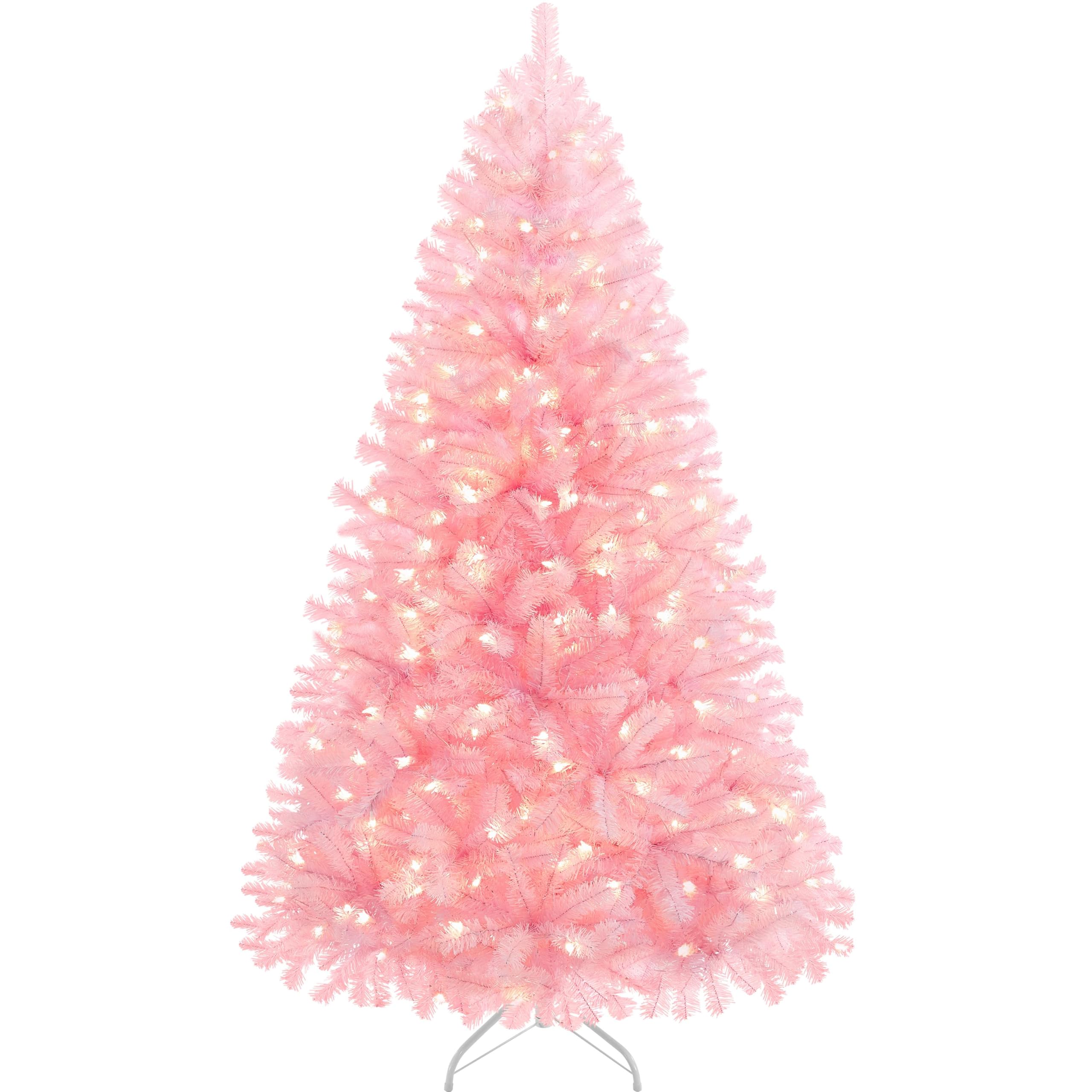 Yaheetech 7.5ft Pre-lit Artificial Hinged Christmas Tree Prelighted Full Holiday Xmas Tree for Home Party Decoration with 550 Wa