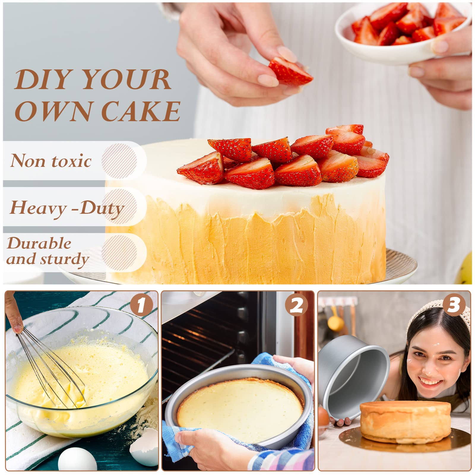 Gerrii 18 Pcs 4 Inch Small Cake Pan Mini Round Cake Pans For Baking Nonstick Aluminum Smash Cake Pans Cheese Cake, Pizza, Quiche