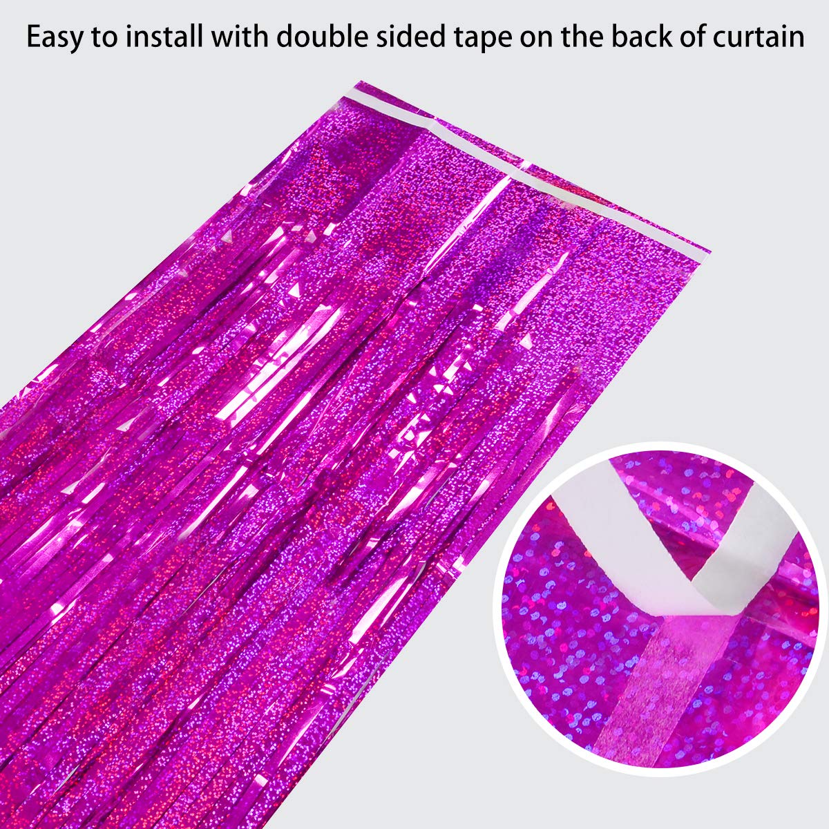Foil Fringe Curtains Party Decorations - Melsan 3 Pack 3.2 X 8.2 Ft Tinsel Curtain Party Photo Backdrop For Birthday Party Baby