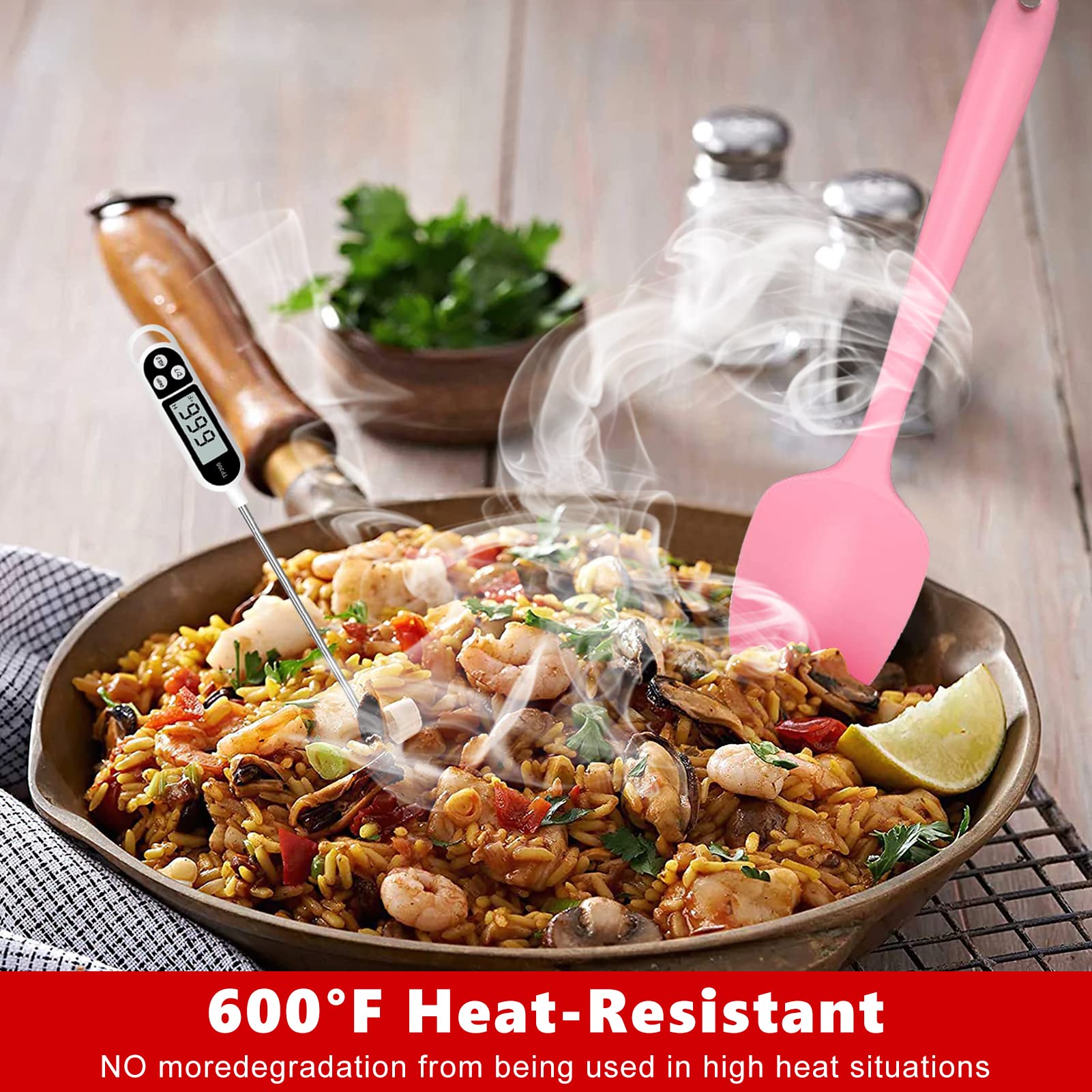 Heat Resistant Silicone Spatulas Set 6Pcs, Seamless Design Non-Stick Mixing Spatulas With Stainless Steel Core, Premium Bpa-Free