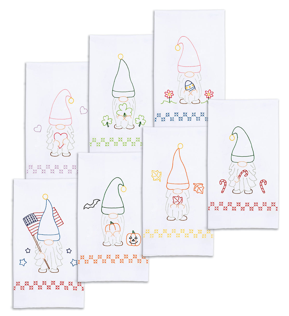 Jack Dempsey Holiday Gnome Hand Towel, White