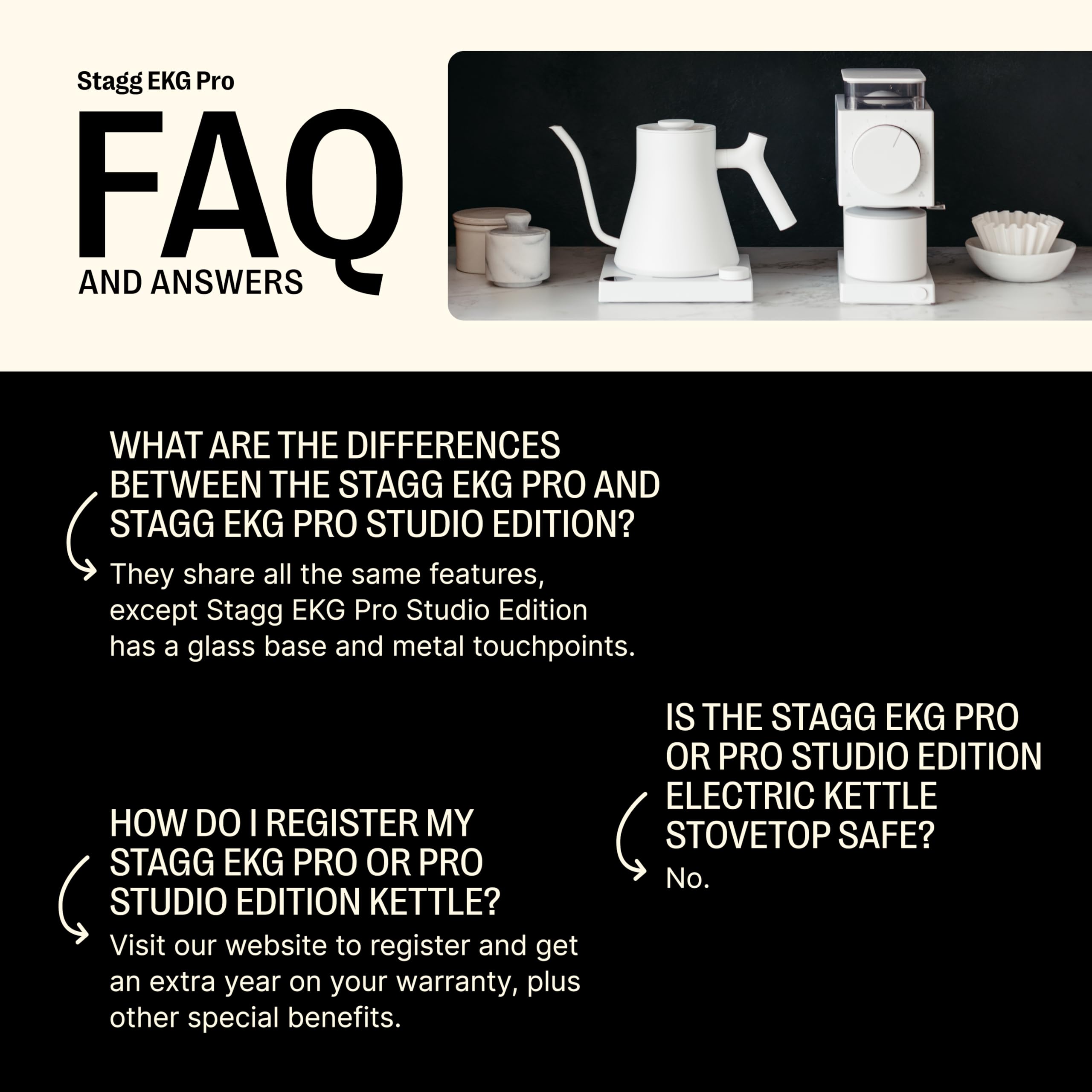 Fellow Stagg Ekg Pro Electric Gooseneck Kettle - Pour-Over Coffee And Tea Pot, Stainless Steel, Quick Heating, Matte White, 0.9