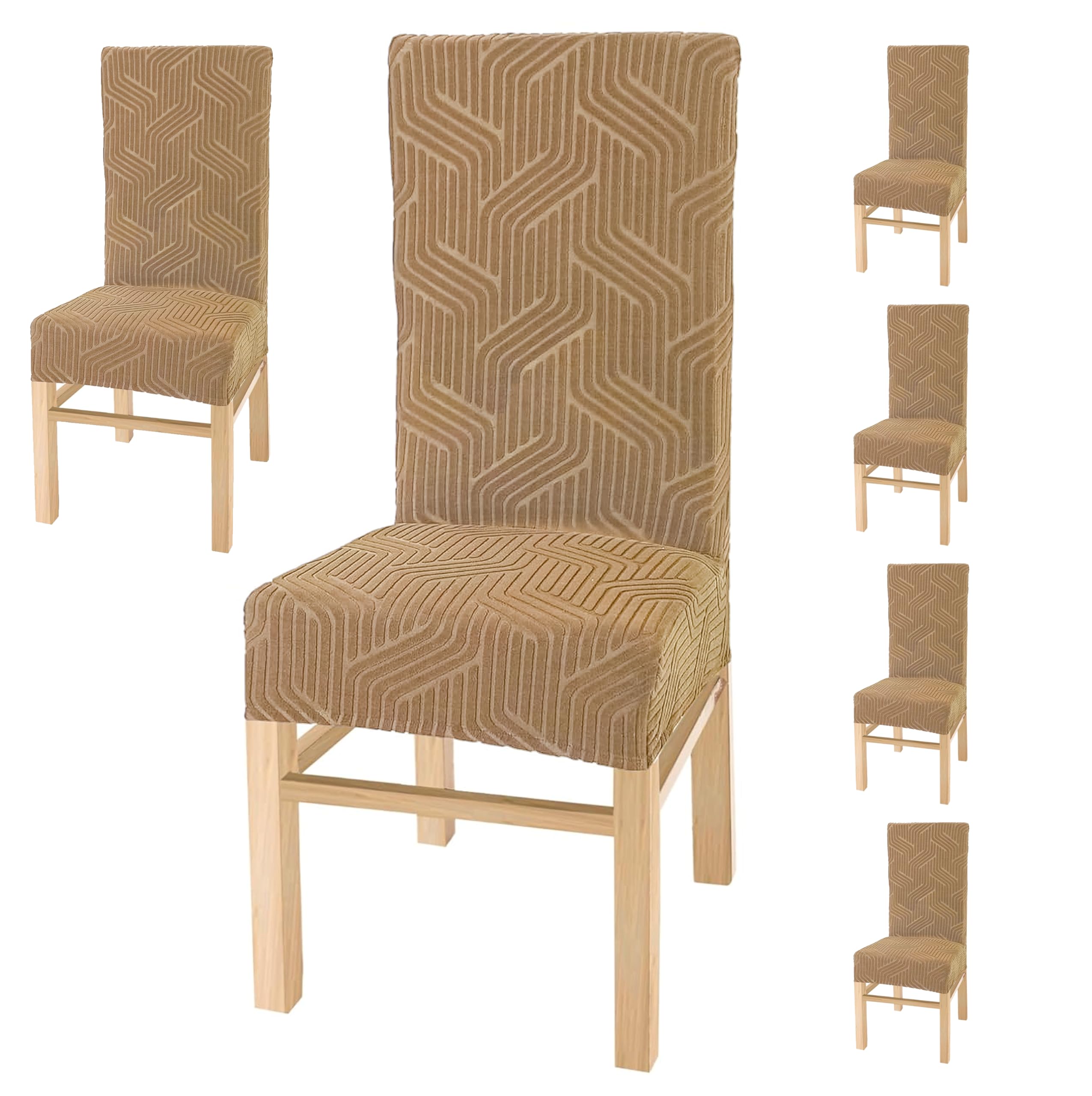 Yellow Weaves Elastic Stretchable Dining Chair Cover, Removable Washable Elastic Self Jacquard Dining Chair Covers (Set Of 6, Go