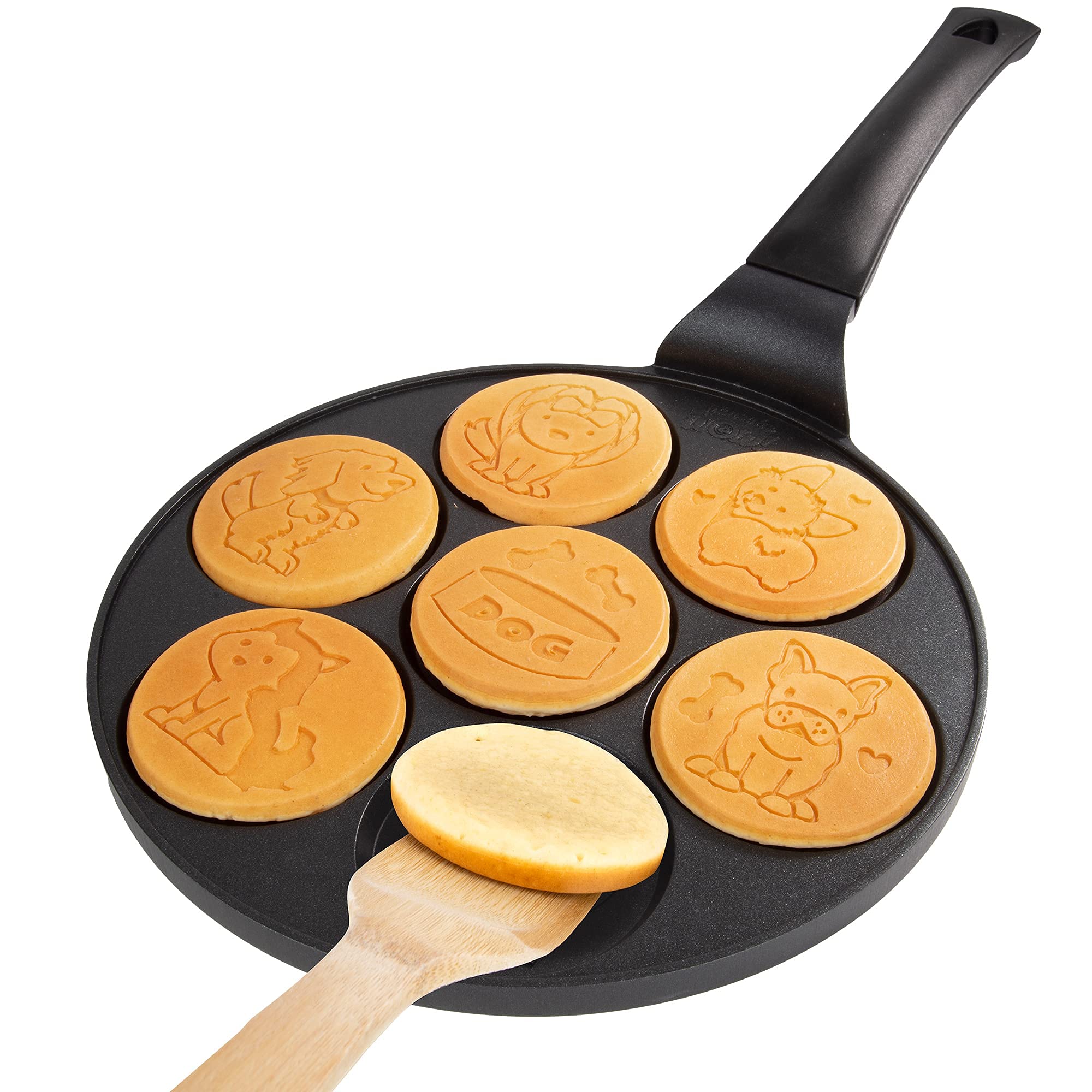 Cucinapro Puppy Friends Mini Pancake Pan - Make 7 Unique Flapjacks - Nonstick Griddle For Breakfast Pup Animal Fun & Easy Cleanu