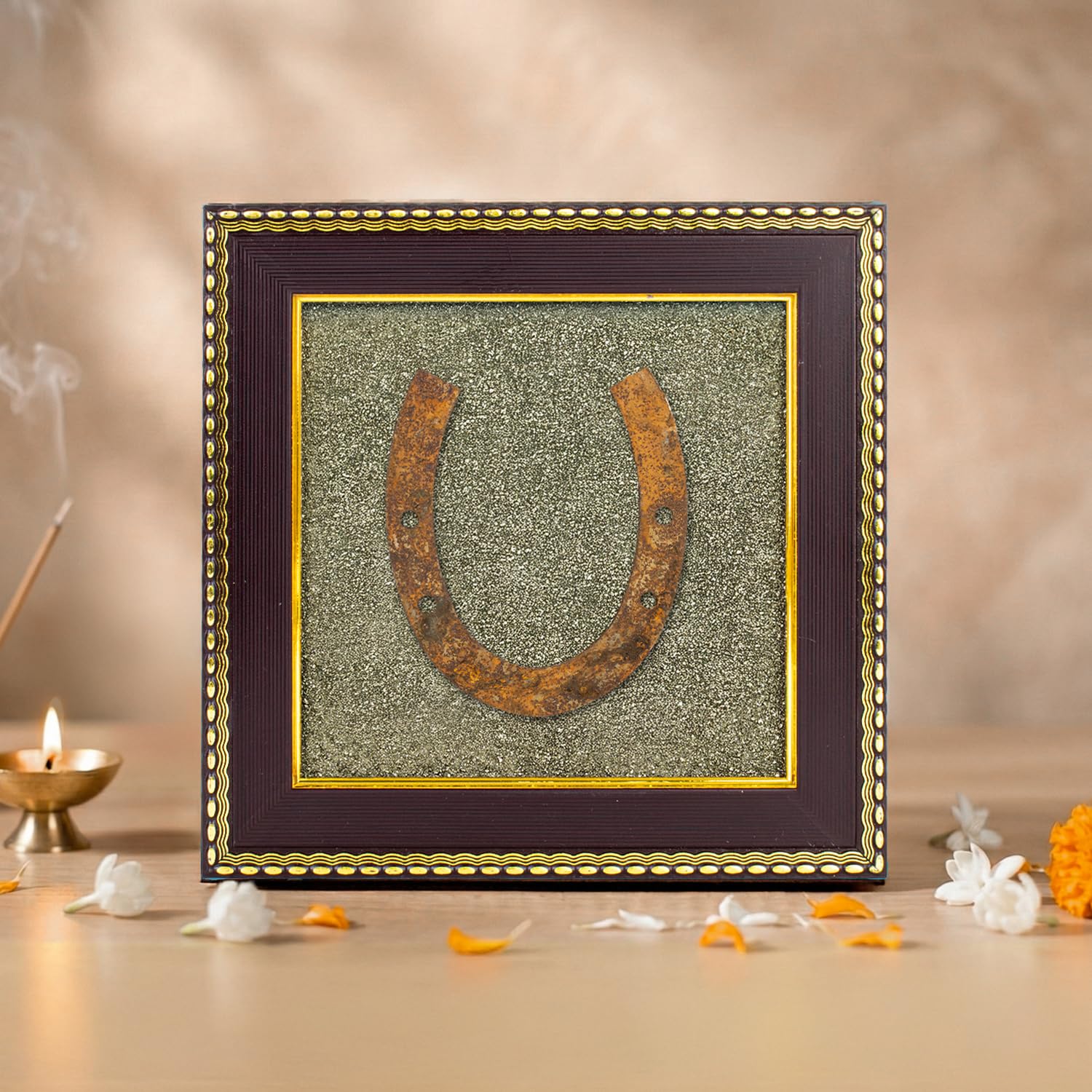 Astrotalk Ghode Ki Naal on Raw Pyrite Frame | Vastu Decorative Item for Home & Office | Attracts Wealth, Luck & Prosperity | Home Decor & Wall Decor Items for Living Room | Gift for Man & Woman