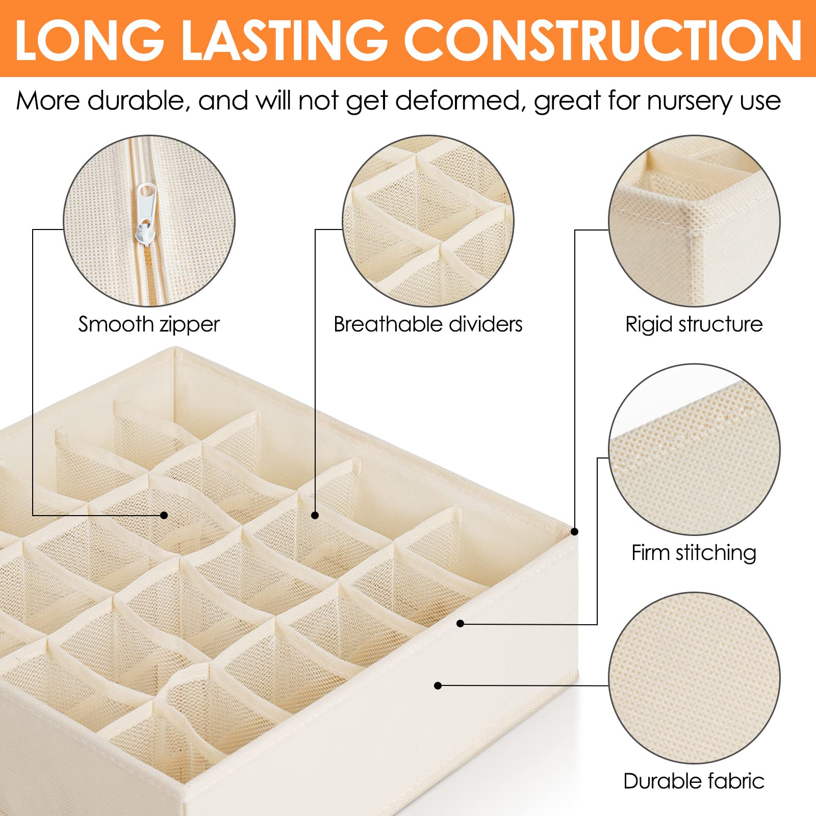 12 Pack Baby Clothes Organizer for Nursery, 116 Cells Fabric Foldable Dresser Closet Organizers and Storage Bins for Clothing, W