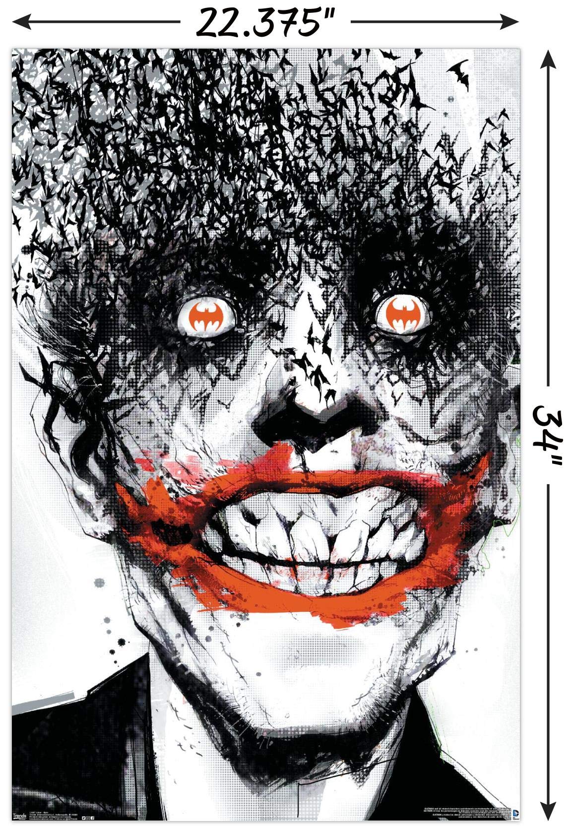 Trends International Dc Comics - The Joker - Bats Wall Poster, 22.375'' X 34'', Poster & Clip Bundle