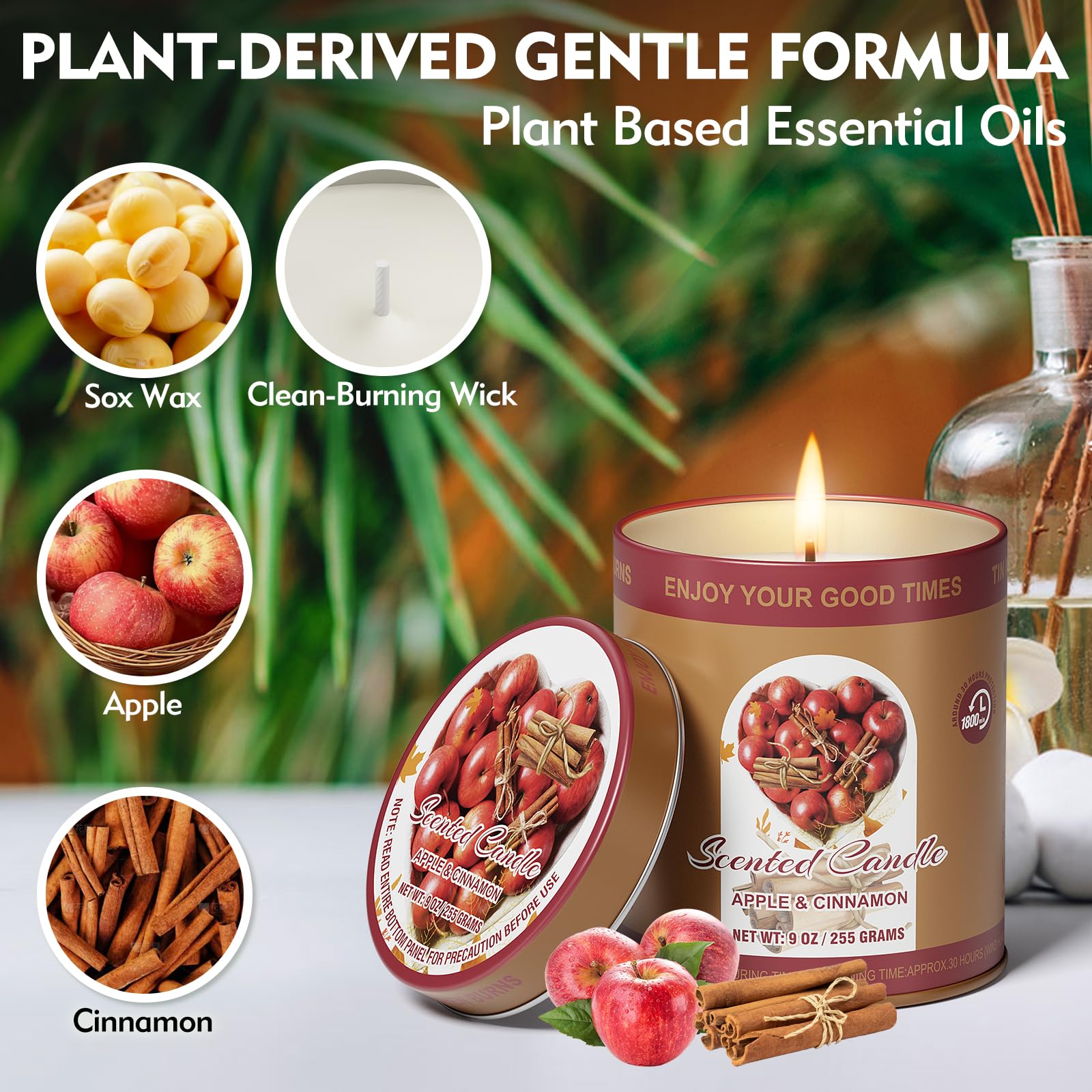 2 Pack Scented Candles (90 Total Burn Hours) - Soy Wax Candles 9 oz Each in Tin - Long Lasting Aromatherapy Candle Gift Set (App