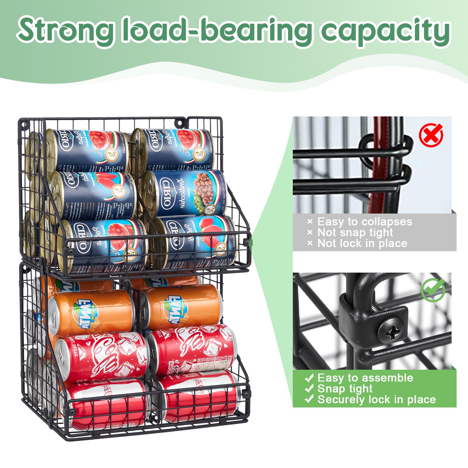 Stackable Can Organizer For Pantry With 2 Adjustable Dividers, Soda Can Organizer, Can Storage Dispenser Holds Up To 28 Cans, 2